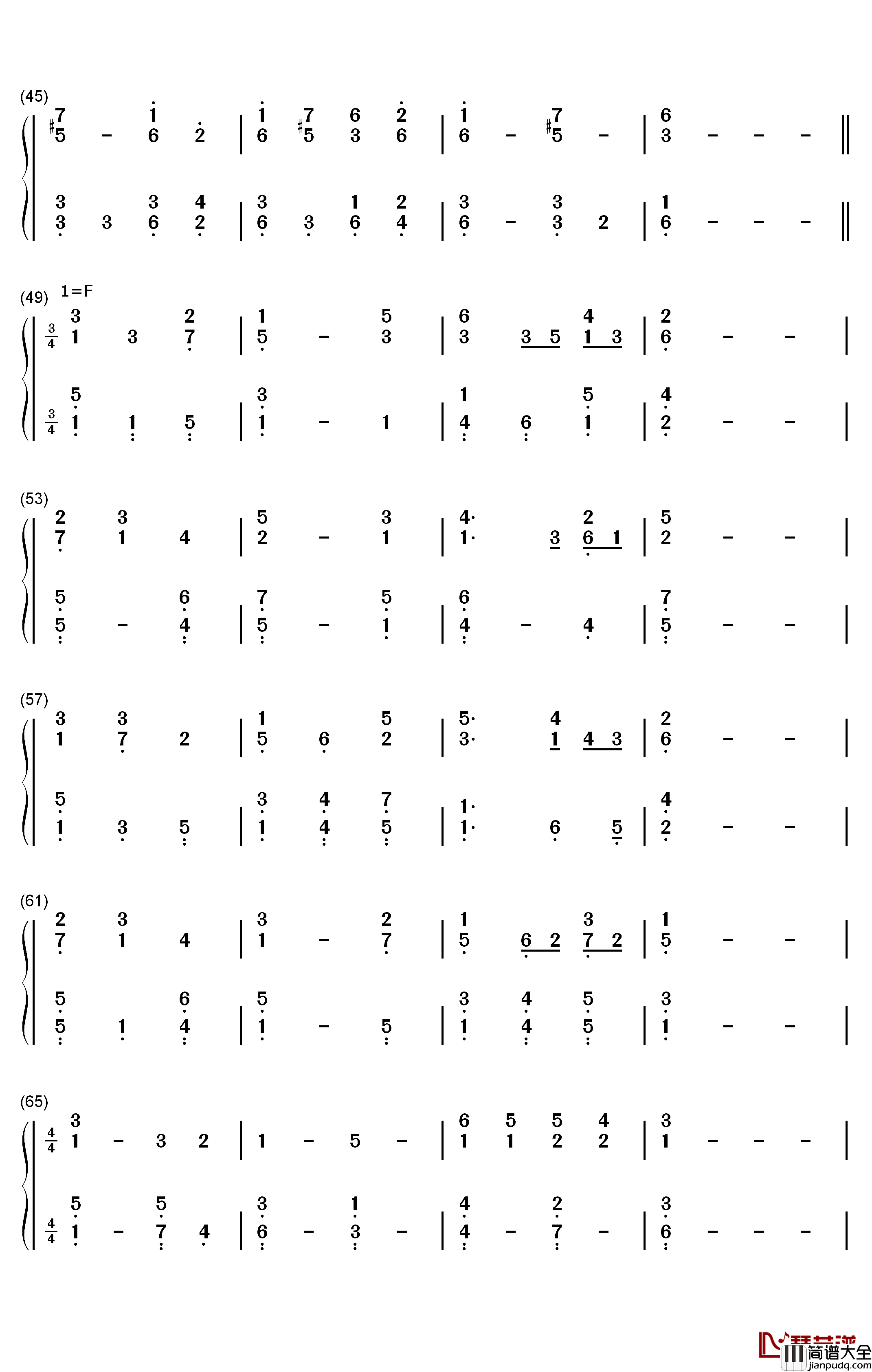 Abide_with_Me钢琴简谱_数字双手_William_Henry_Monk