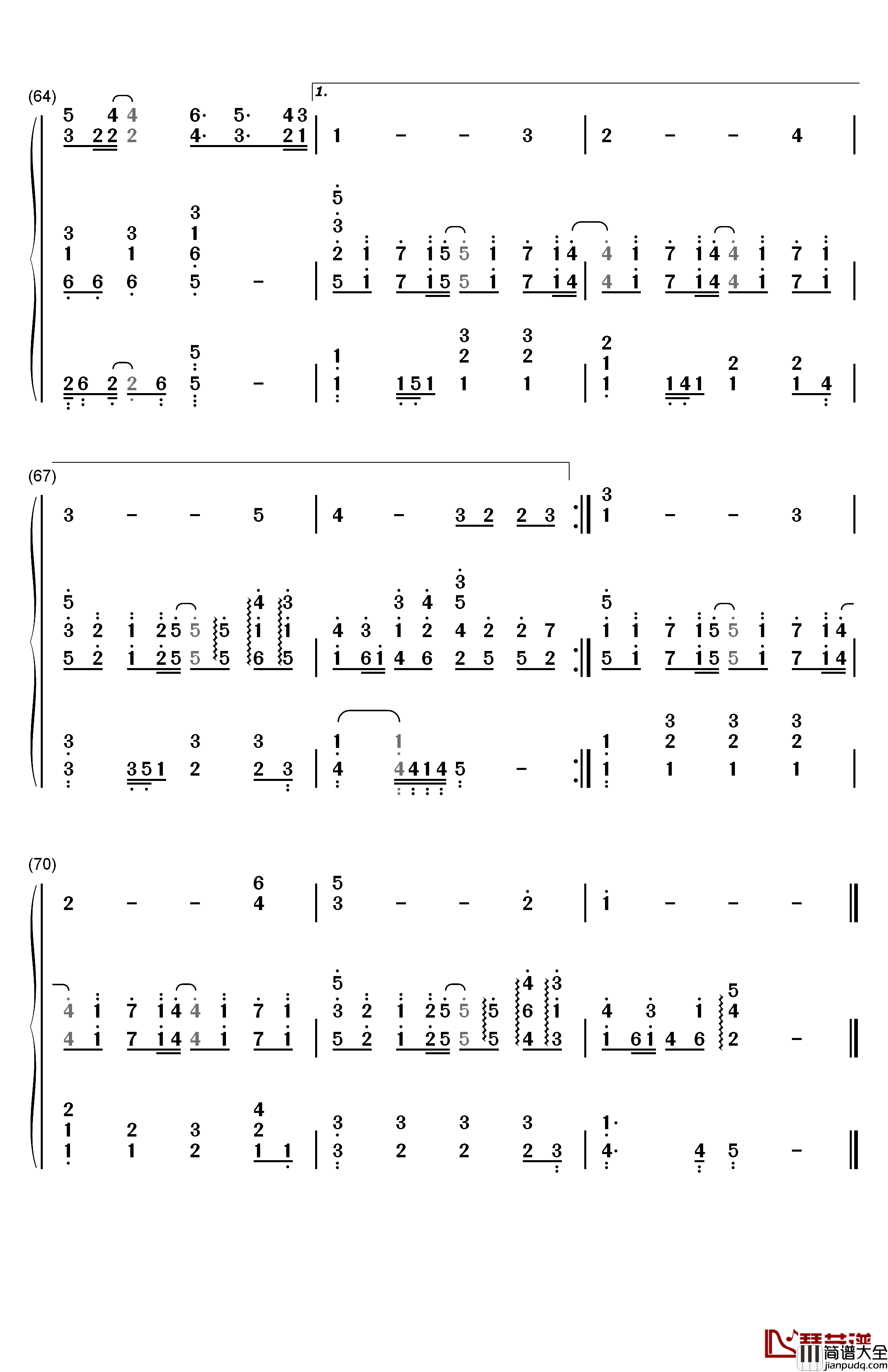 告诉我钢琴简谱_数字双手_陈绮贞