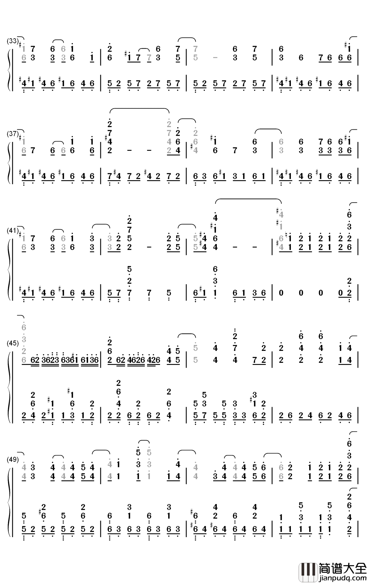 V.I.P钢琴简谱_数字双手_SID