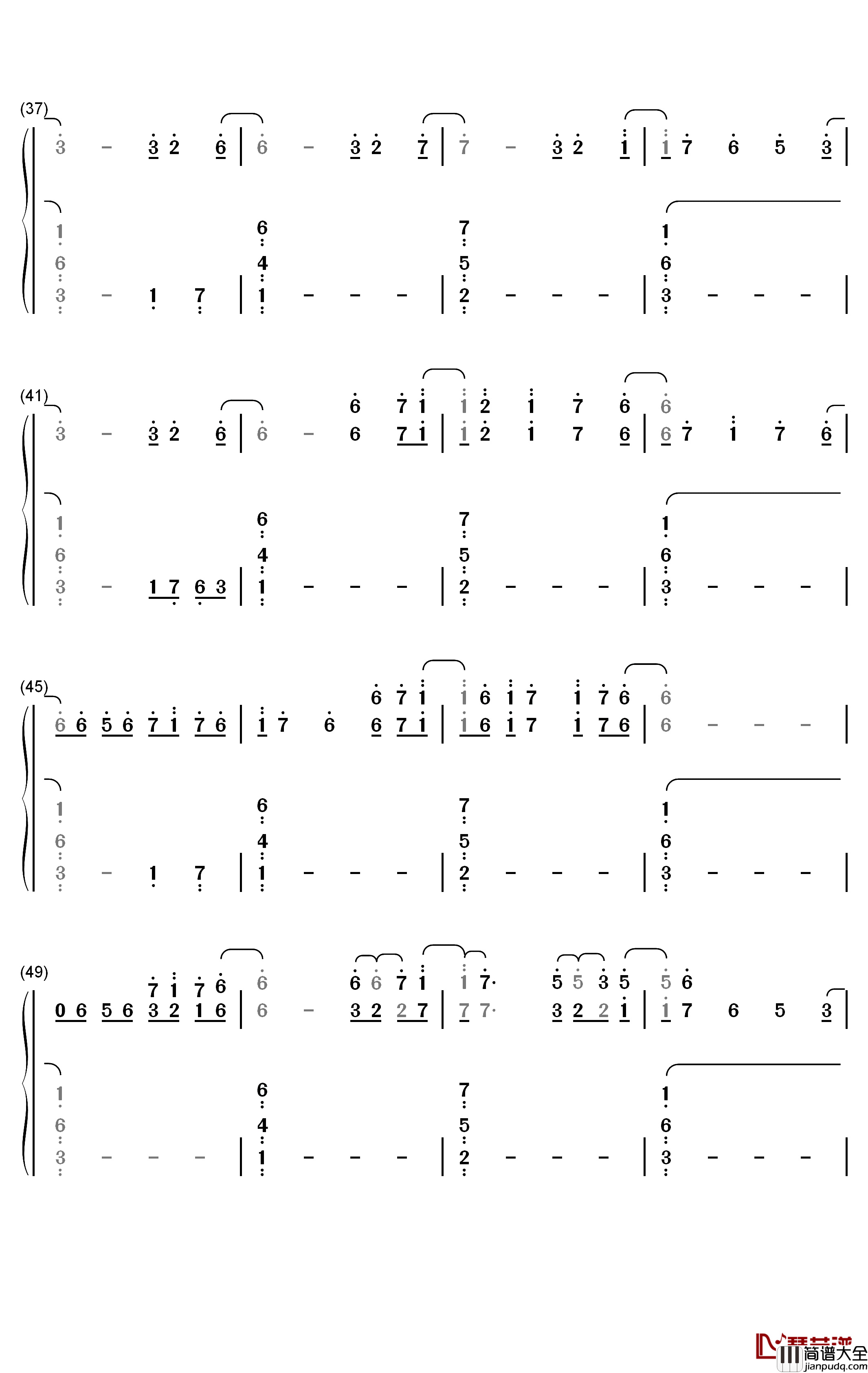 Asphyxia钢琴简谱_数字双手_逆时针向