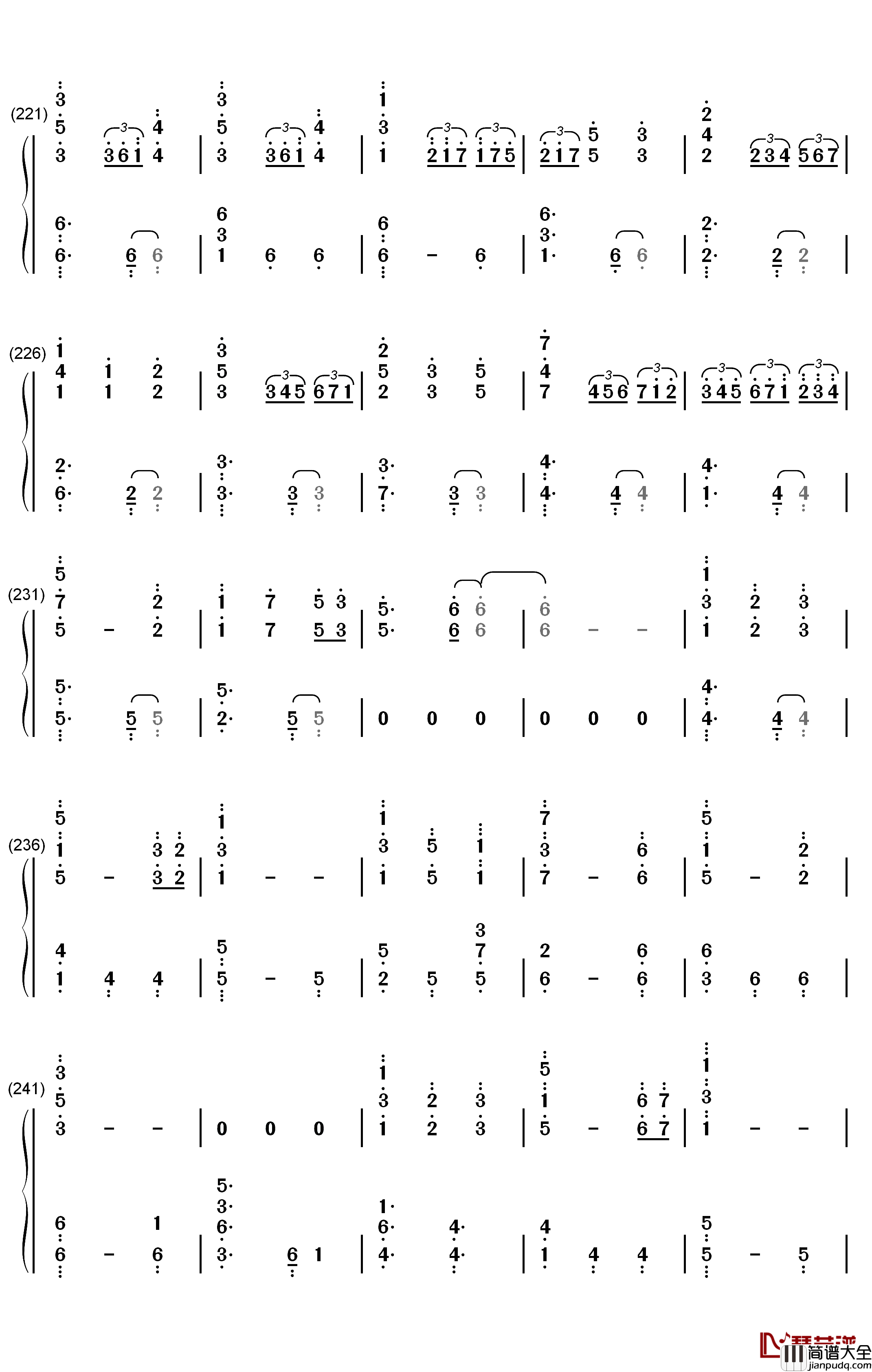 Unlasting钢琴简谱_数字双手_LiSA