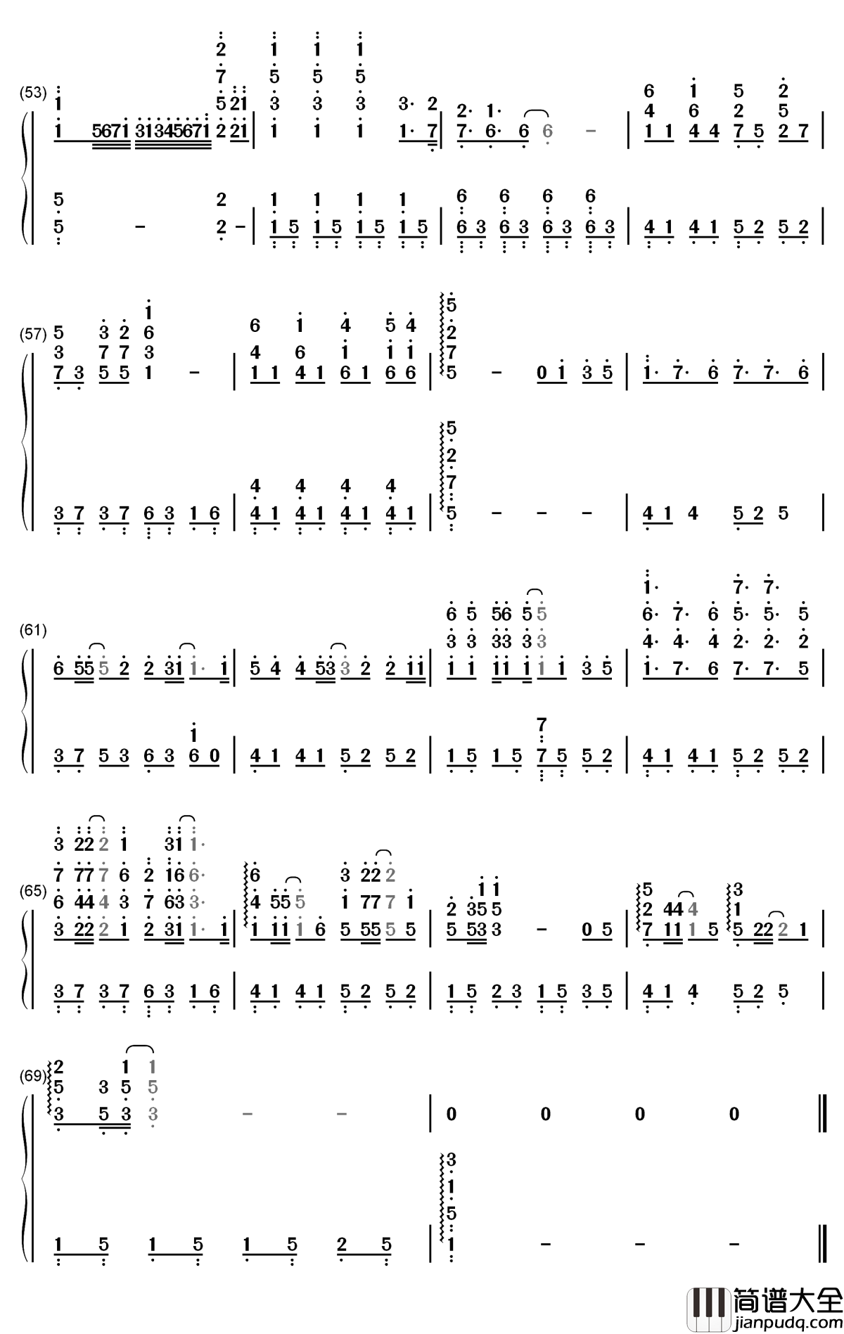 用心把天空锁住钢琴简谱_数字双手_DEW_the_star_5