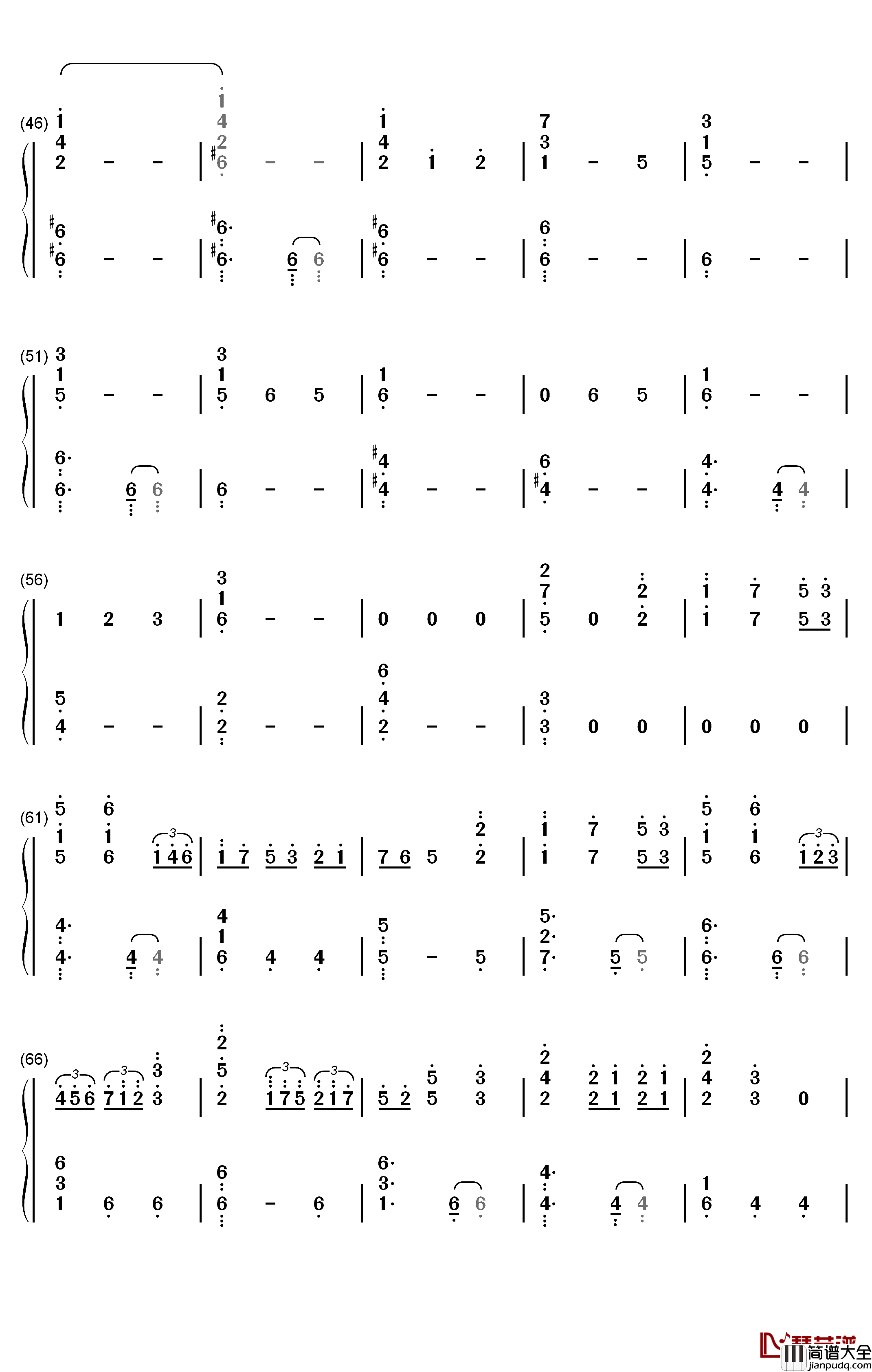 Unlasting钢琴简谱_数字双手_LiSA