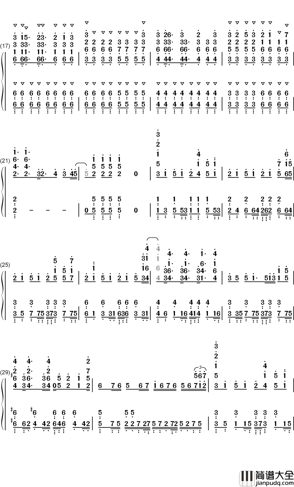 光の道標钢琴简谱_数字双手_鹿乃