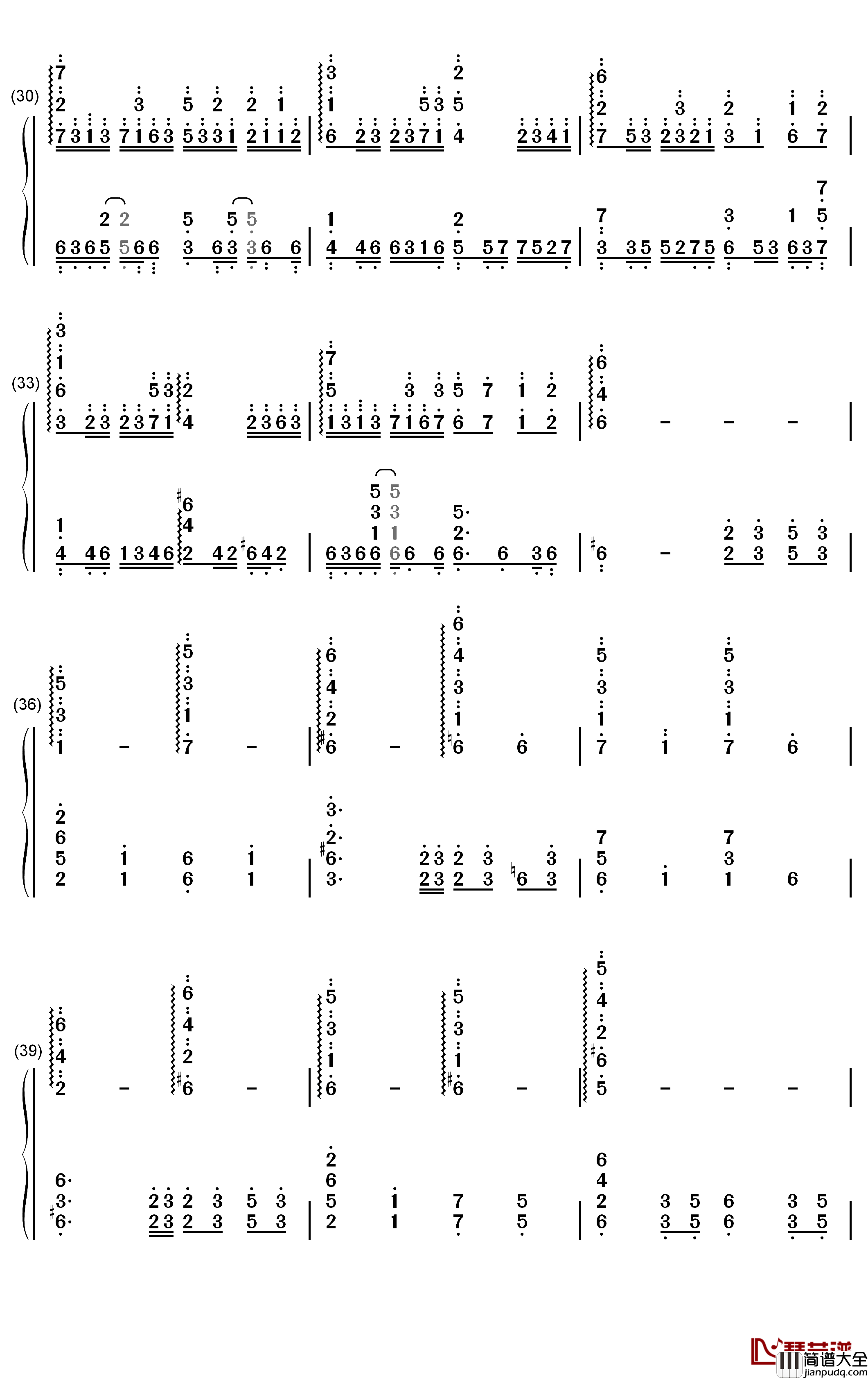 Letter钢琴简谱_数字双手_iris