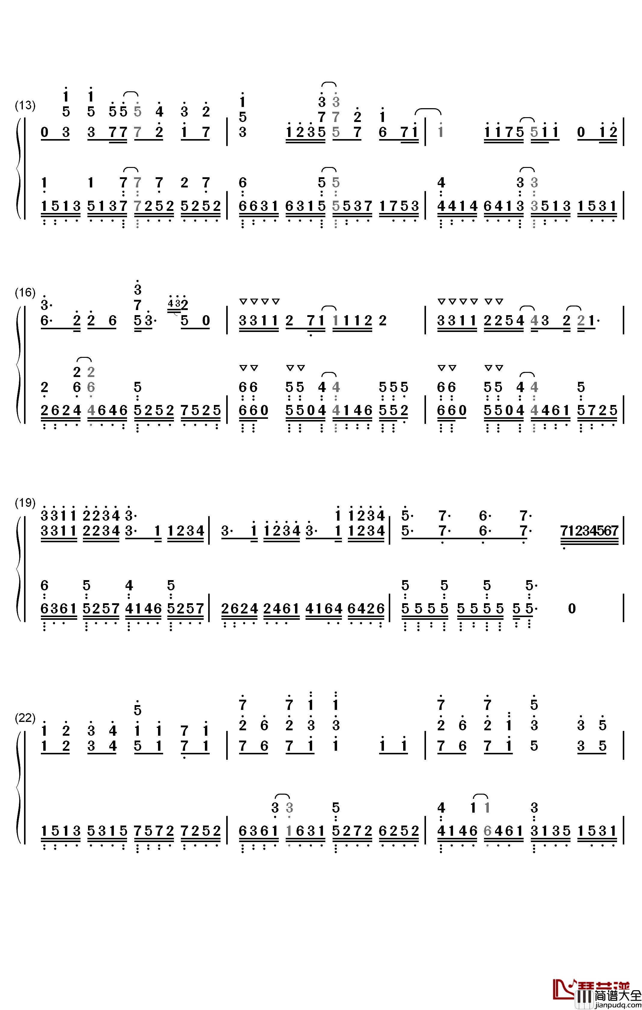 Distance钢琴简谱_数字双手_村川梨衣