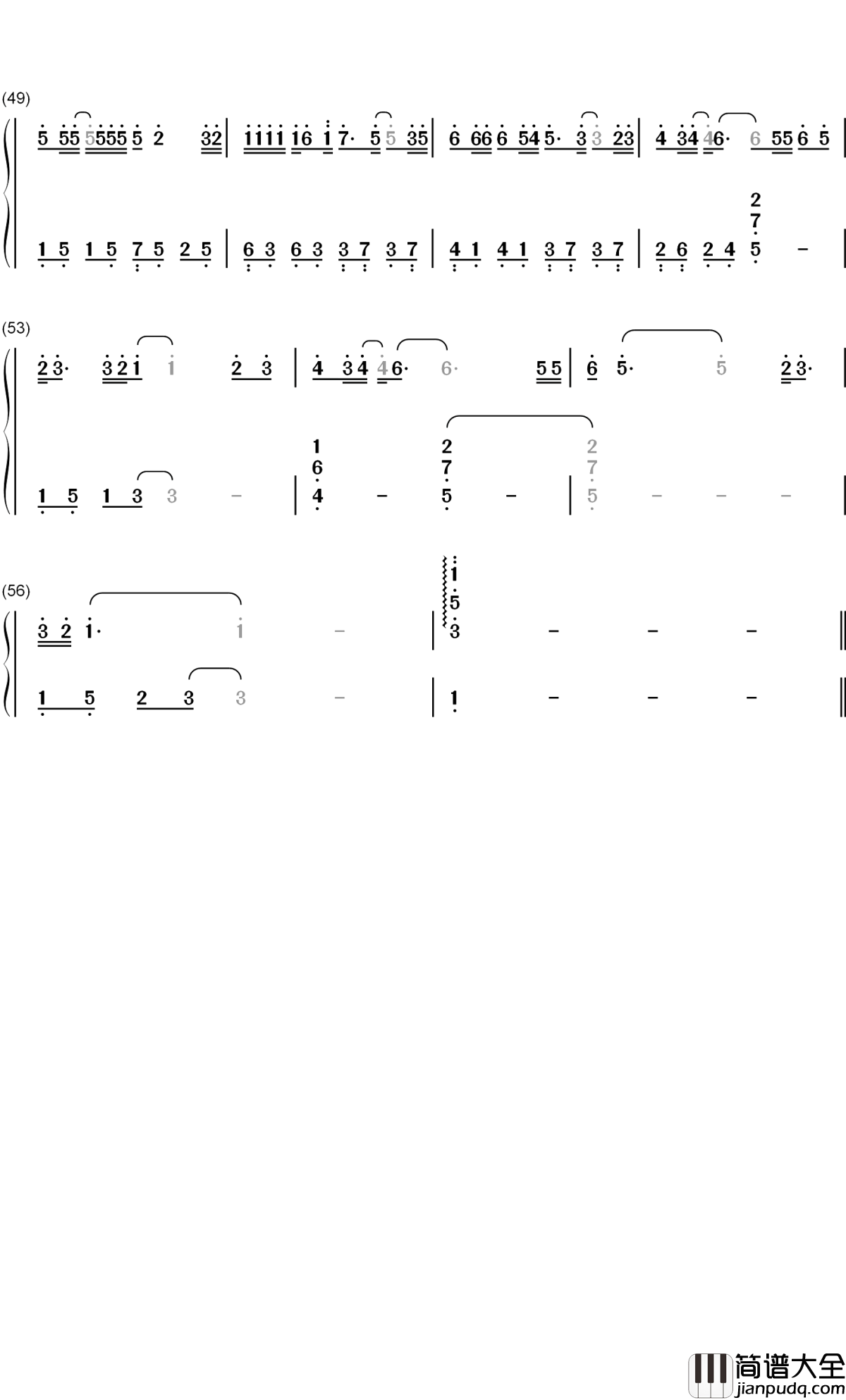 最好的我们钢琴简谱_数字双手_朱进/罗琳