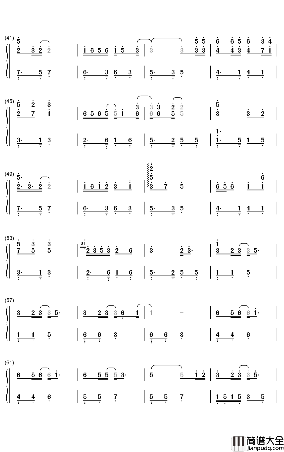 繁华唱遍钢琴简谱_数字双手_乐正绫