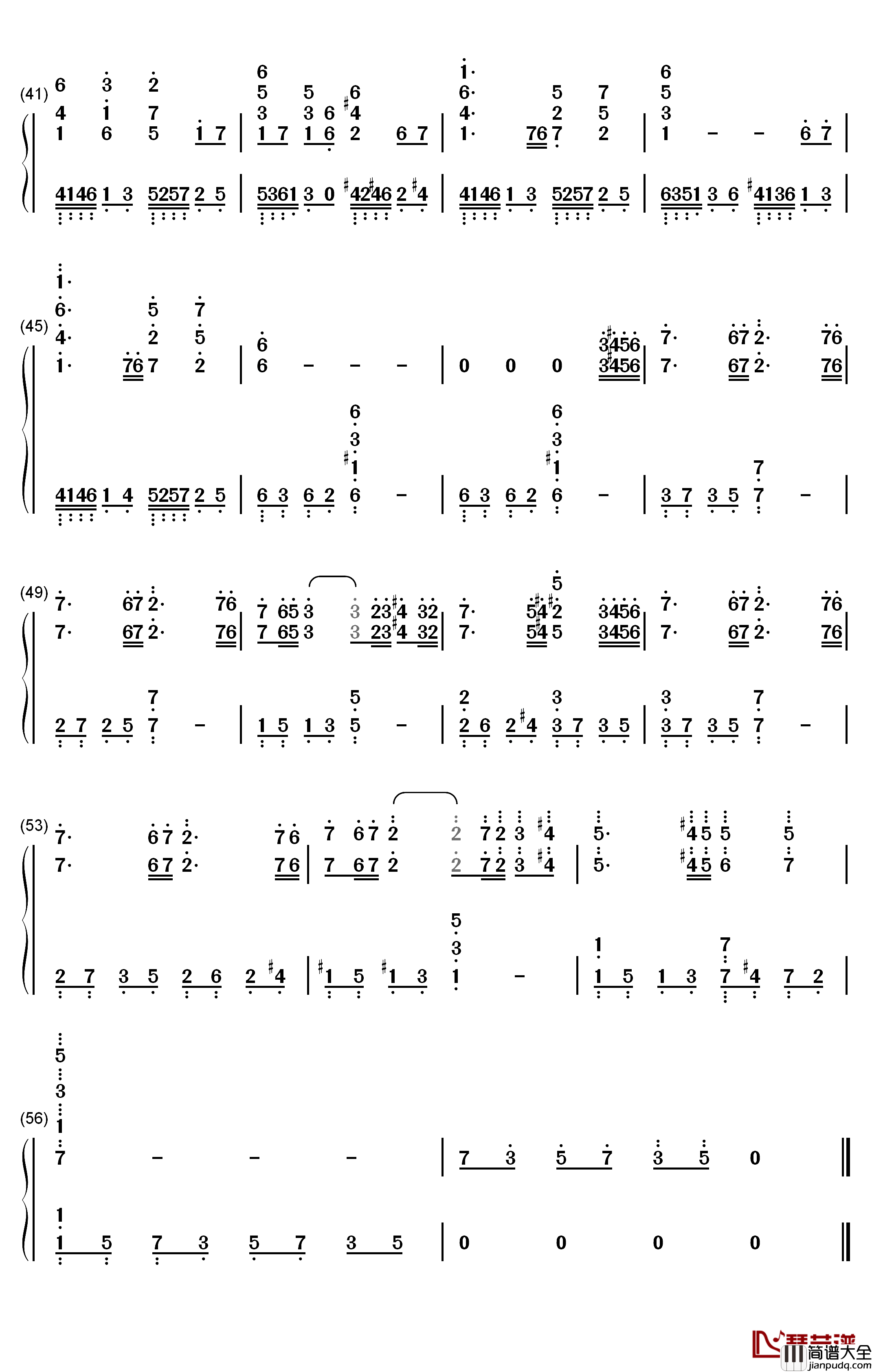 奈落之战钢琴简谱_数字双手_花泽香菜