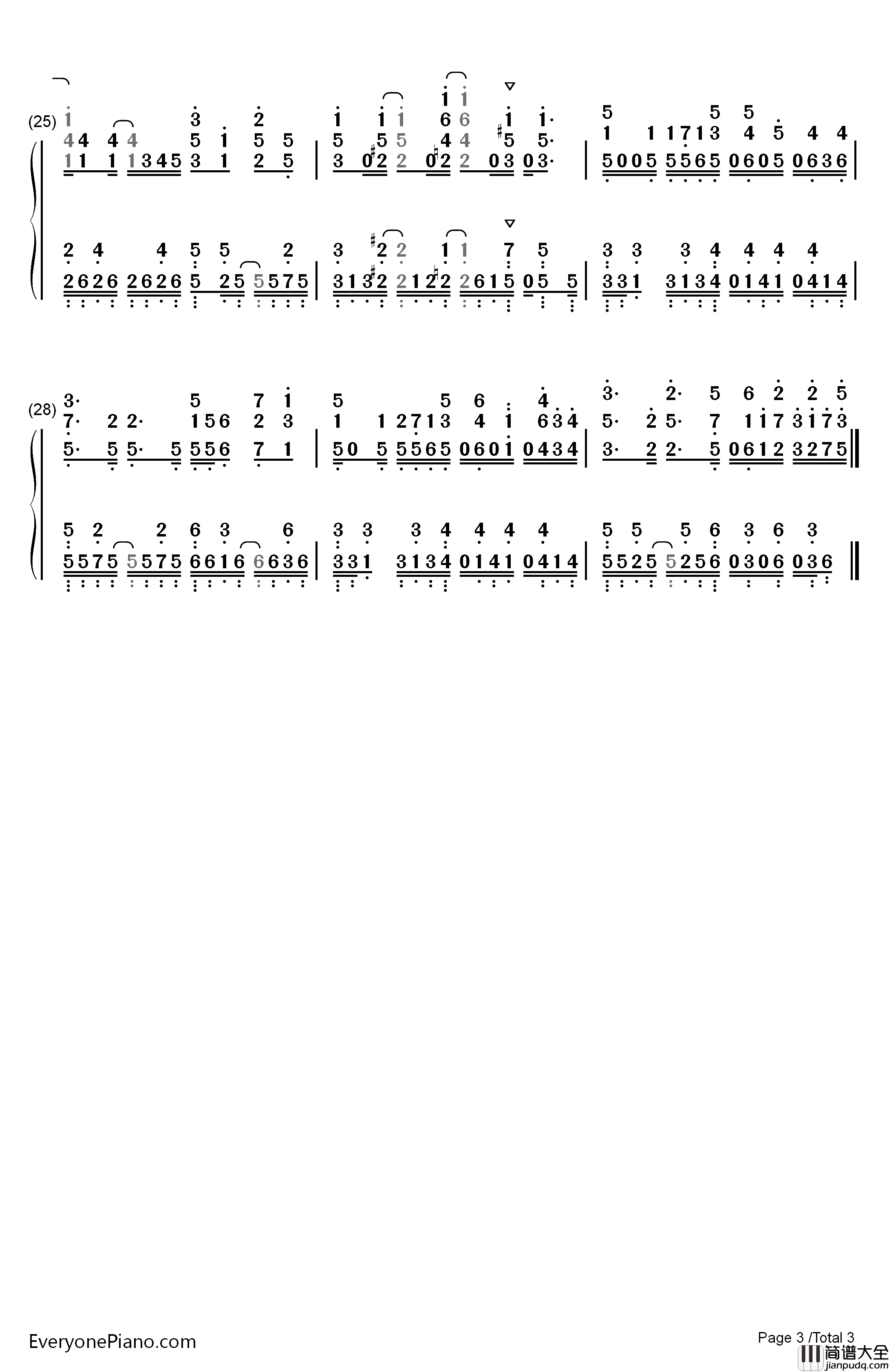 Chime钢琴简谱_数字双手_大冢爱