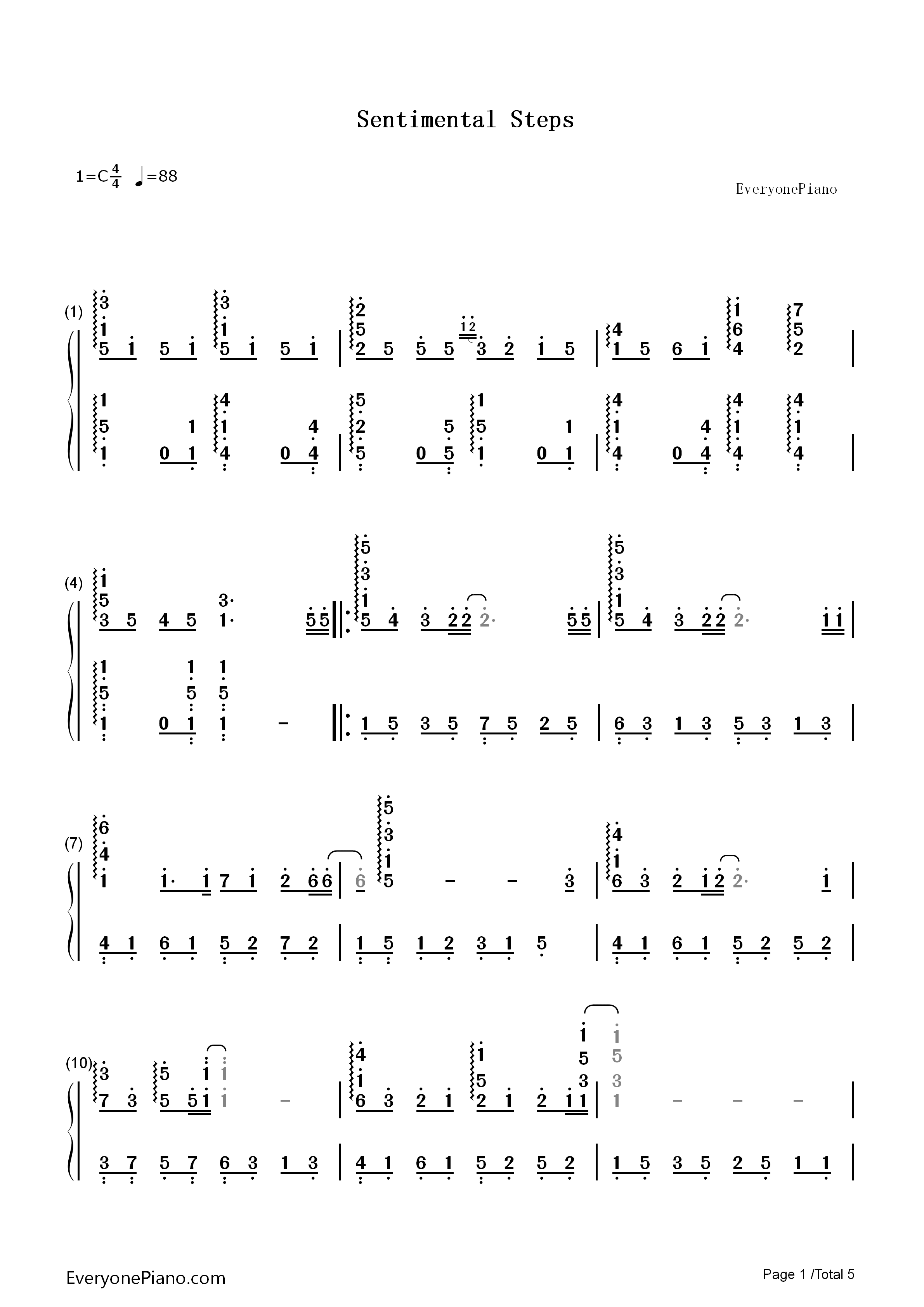 Sentimental_Steps钢琴简谱_μ's演唱