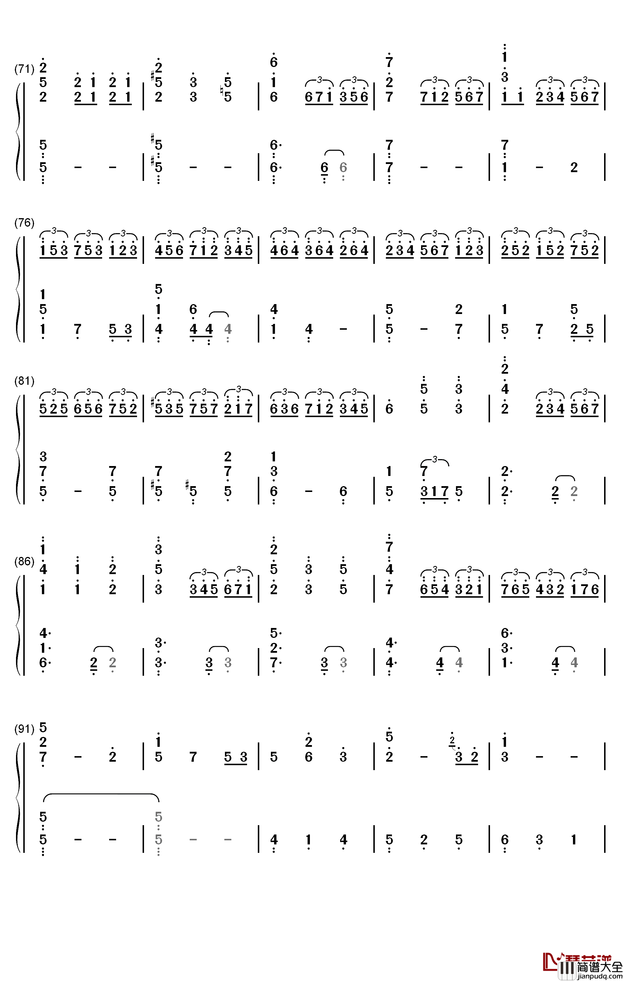 Unlasting钢琴简谱_数字双手_LiSA