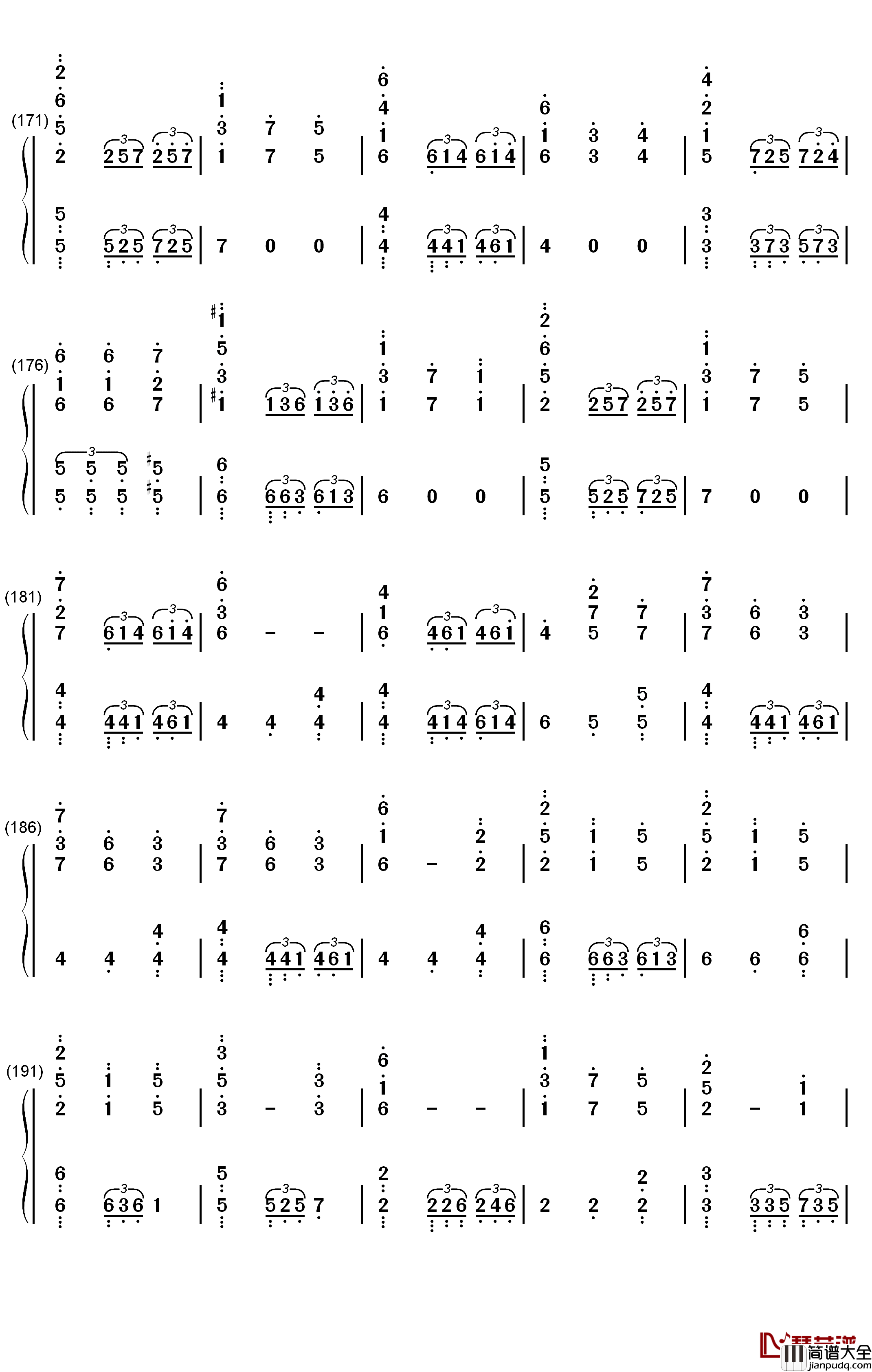 Unlasting钢琴简谱_数字双手_LiSA