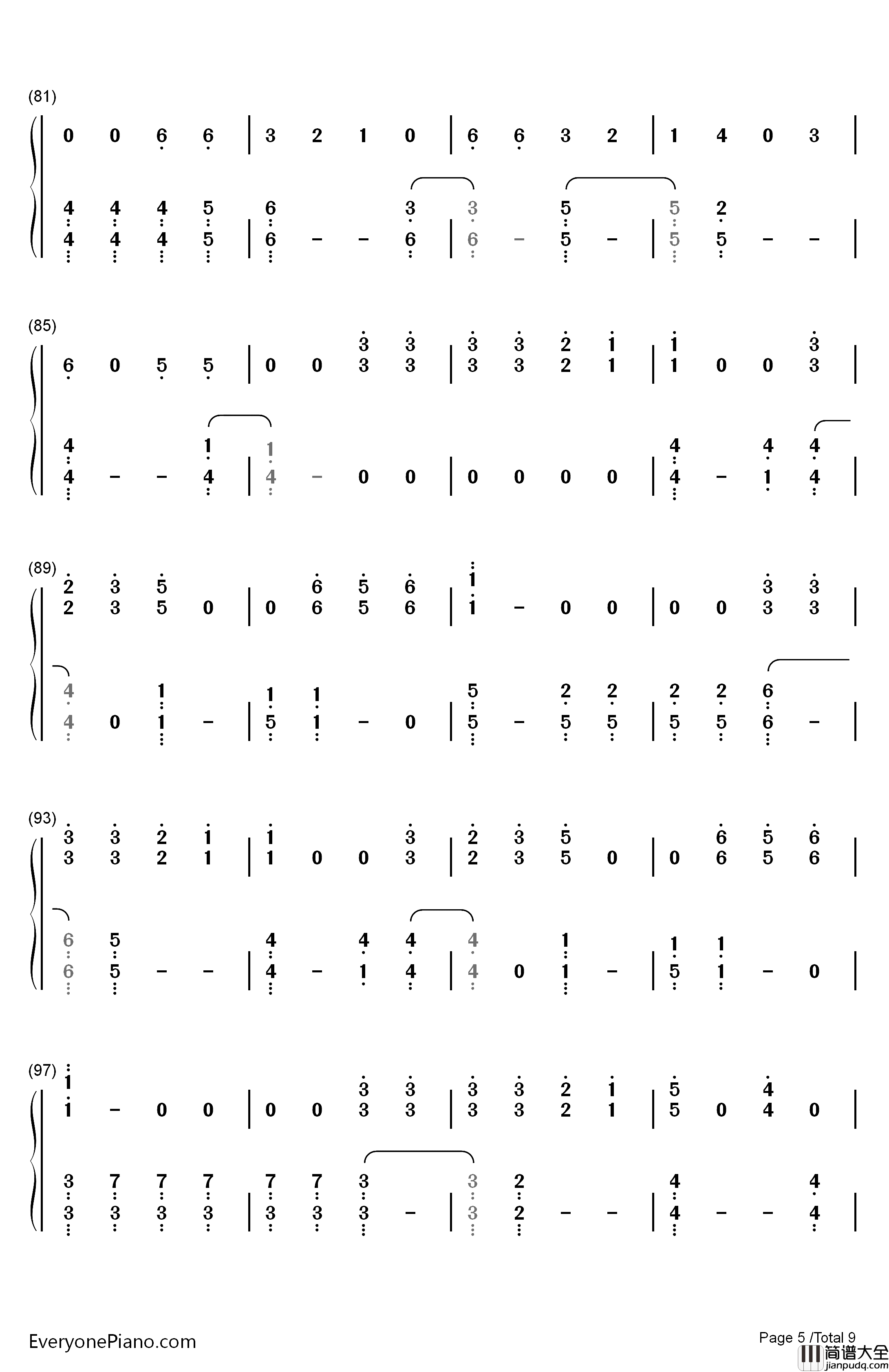 Dangerously钢琴简谱_数字双手_Charlie_Puth