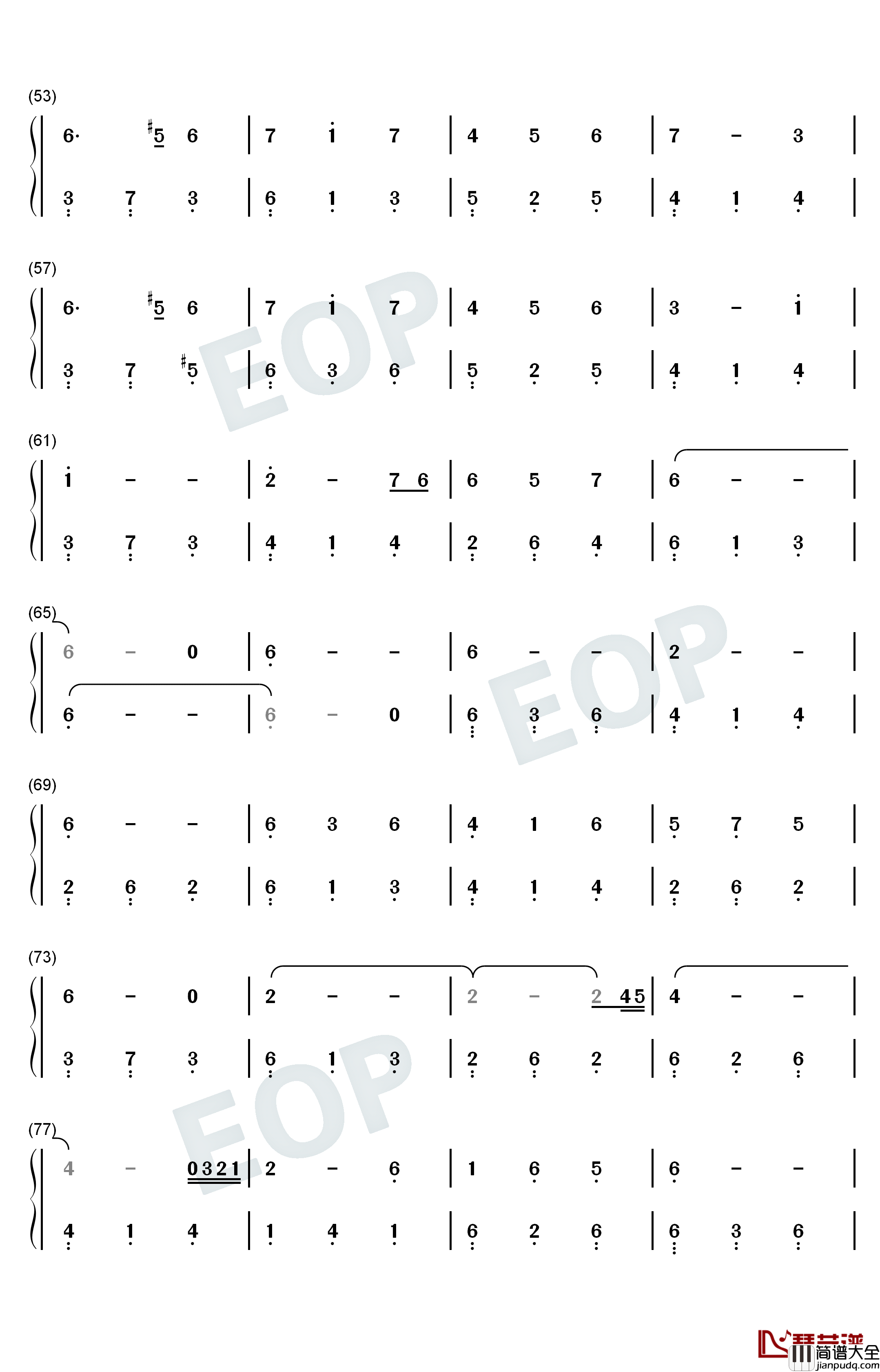 窗钢琴简谱_数字双手_吴青峰