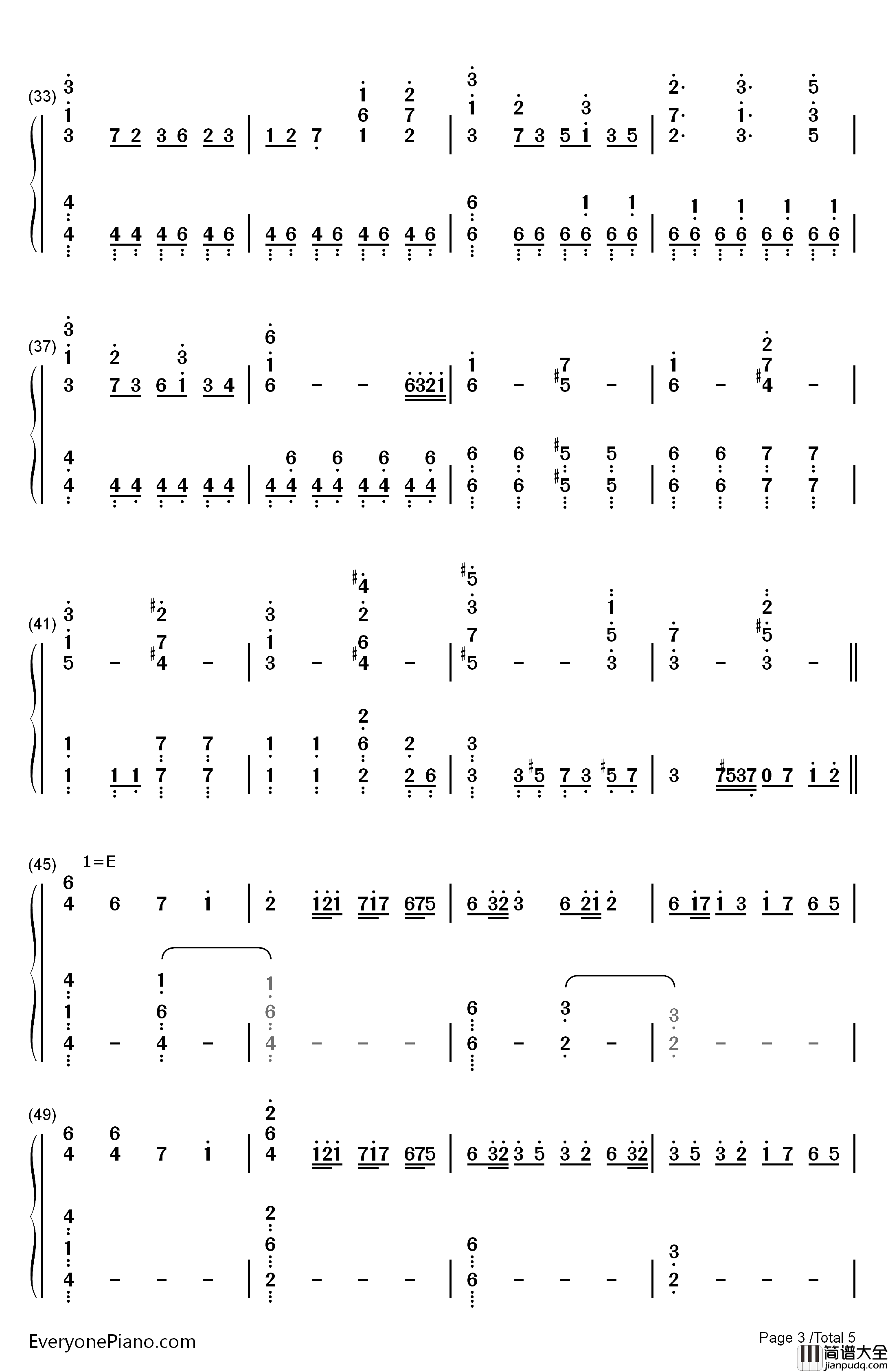 幻想净琉璃钢琴简谱_数字双手_ZUN