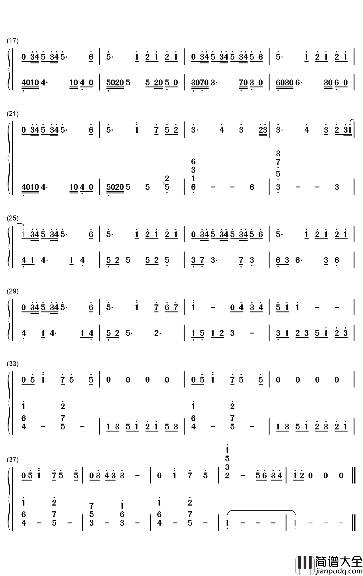 Aibyou钢琴简谱_数字双手_前田雄吾