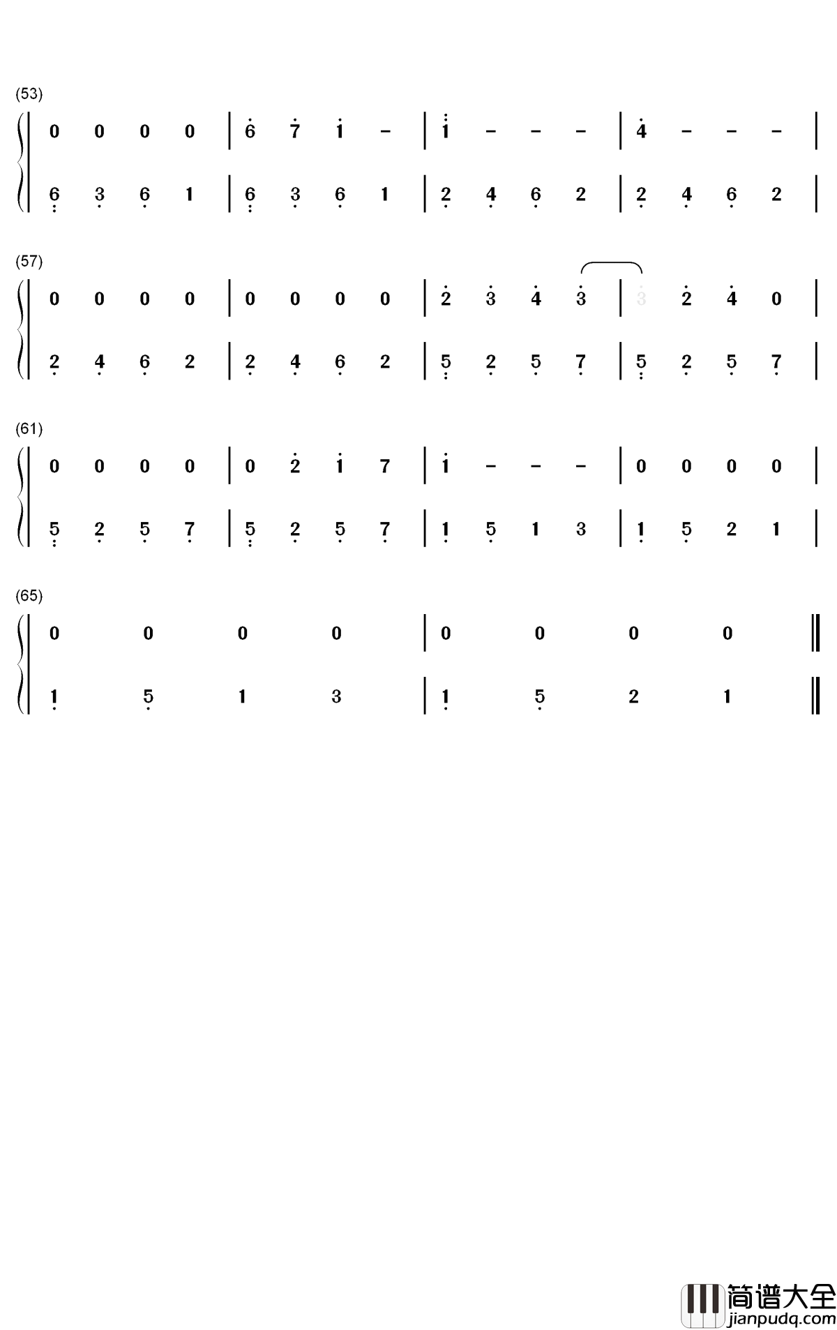 冬表树钢琴简谱_数字双手_班得瑞