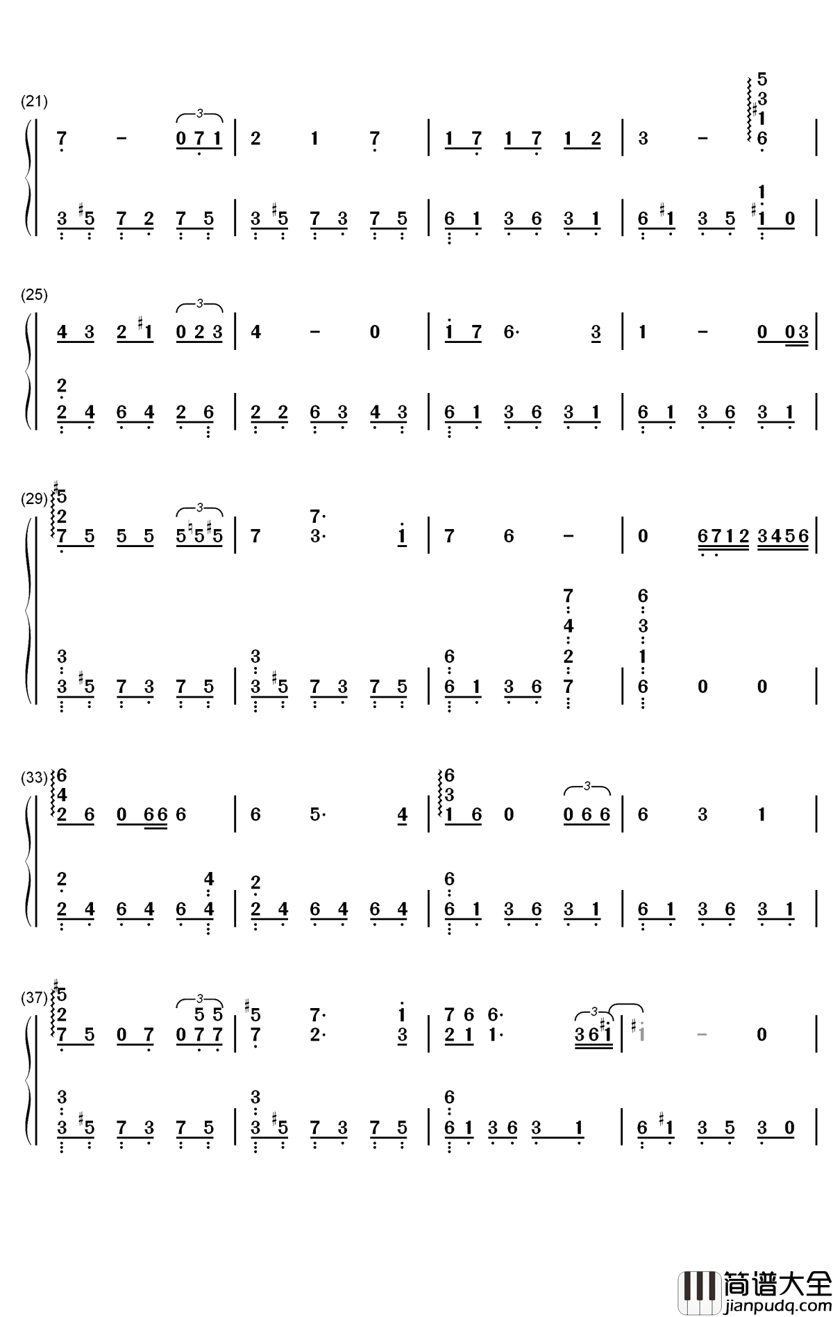 El_Sol_se_Recuesta钢琴简谱_数字双手_Edison