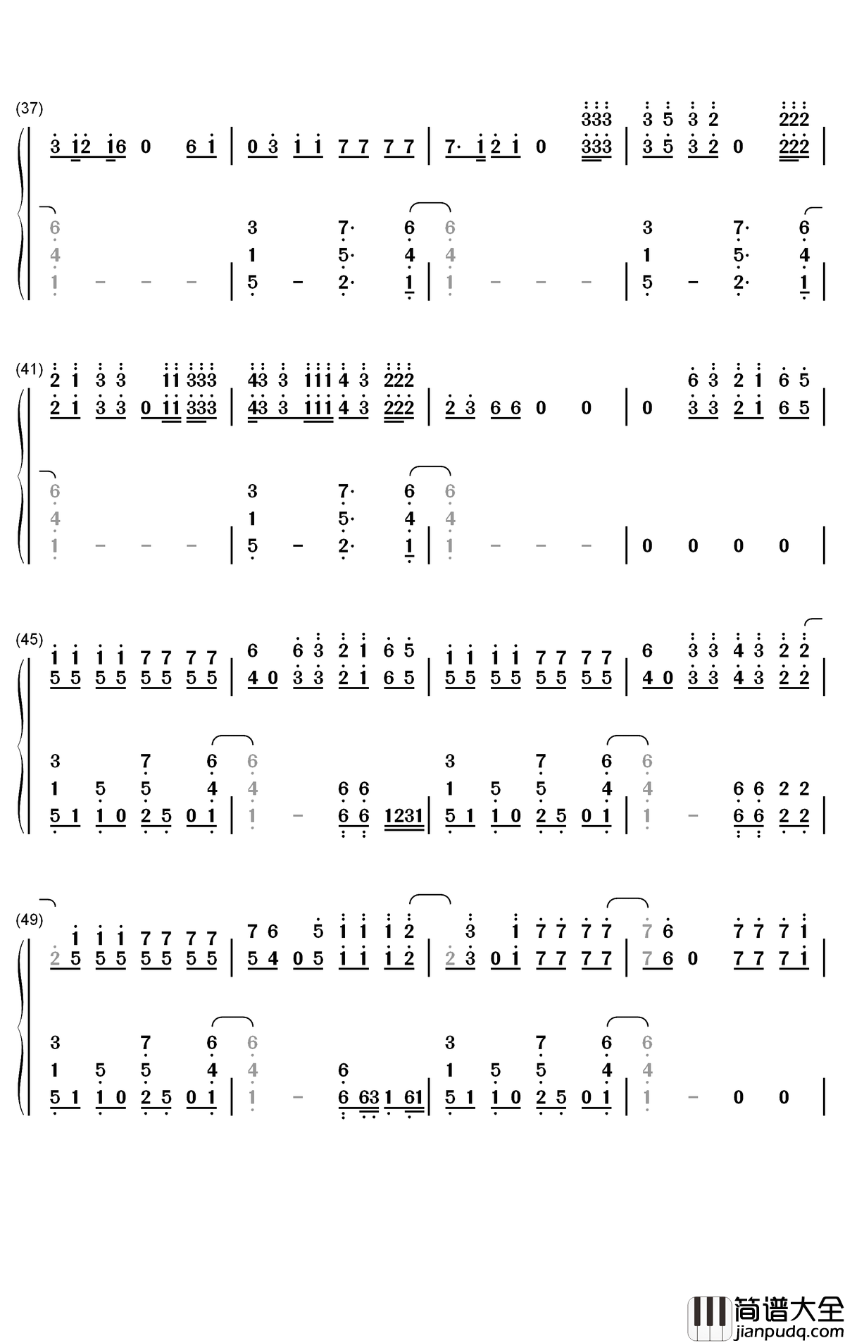 1_Sided_Love钢琴简谱_数字双手_Blackbear