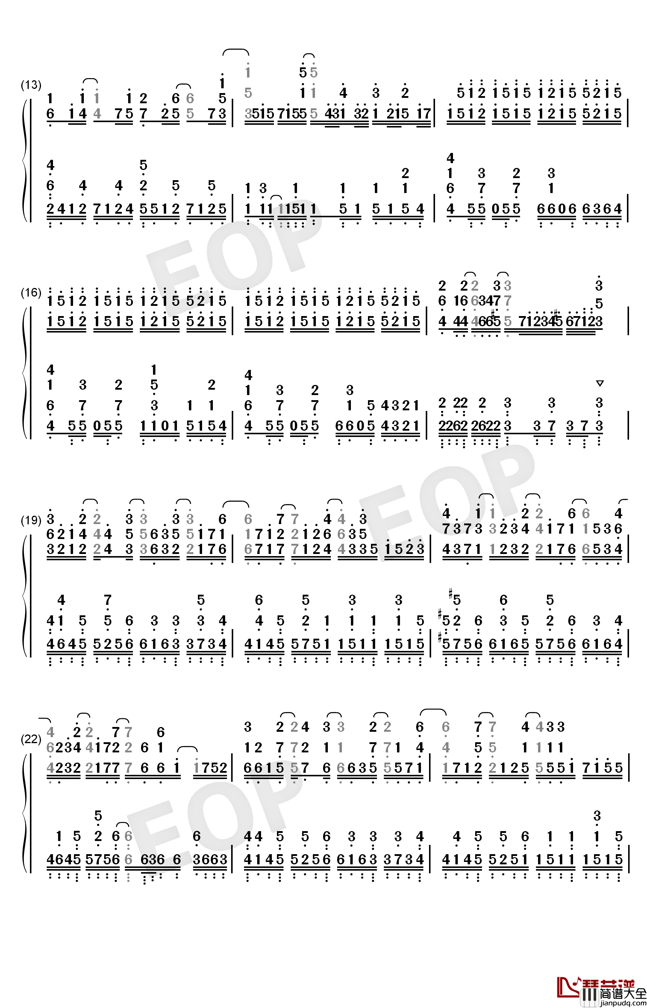 キヅアト钢琴简谱_数字双手_センチミリメンタル