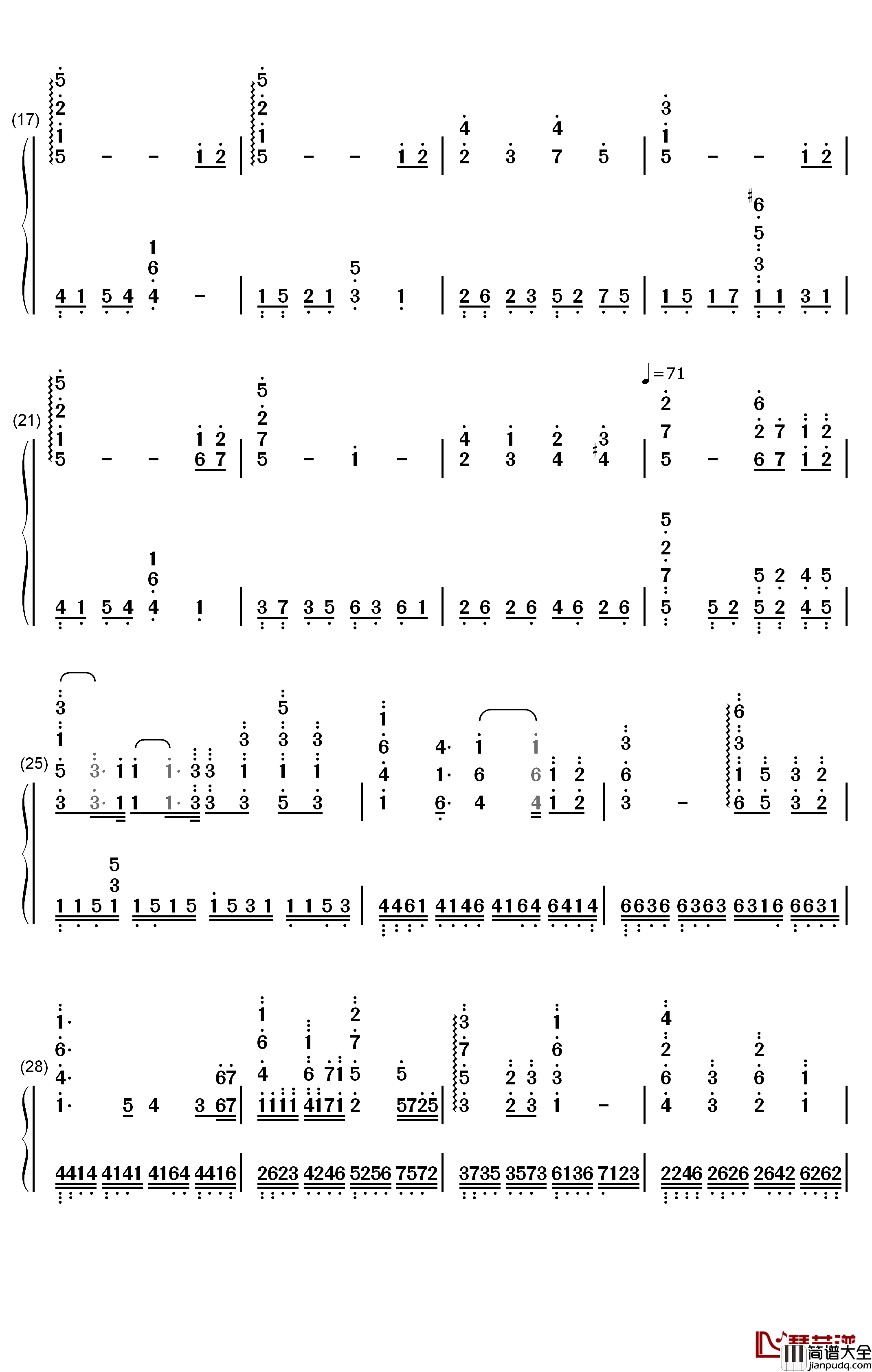 心底的颜色钢琴简谱_数字双手_Project_Lights