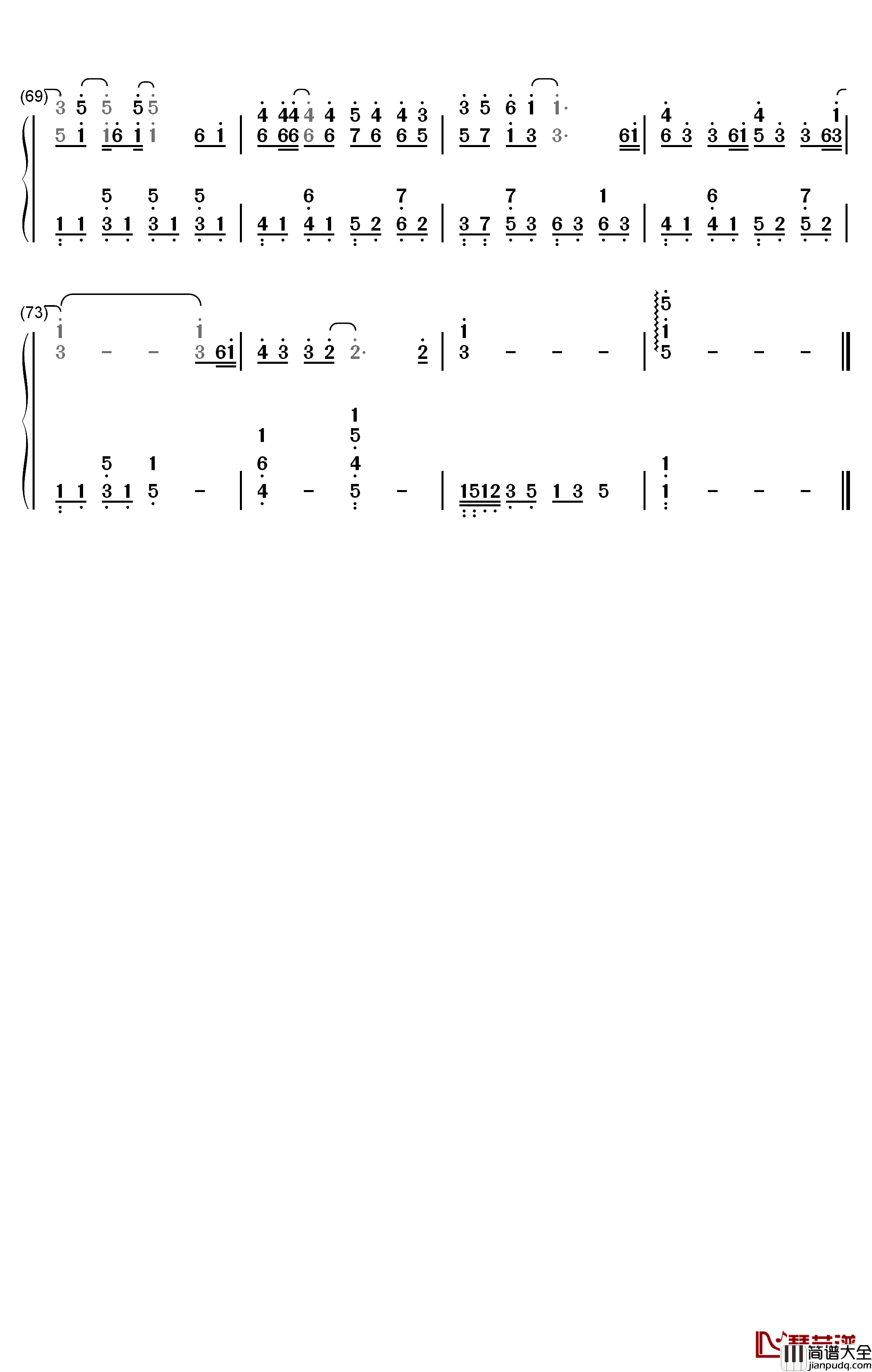 分组钢琴简谱_数字双手_陈壹千