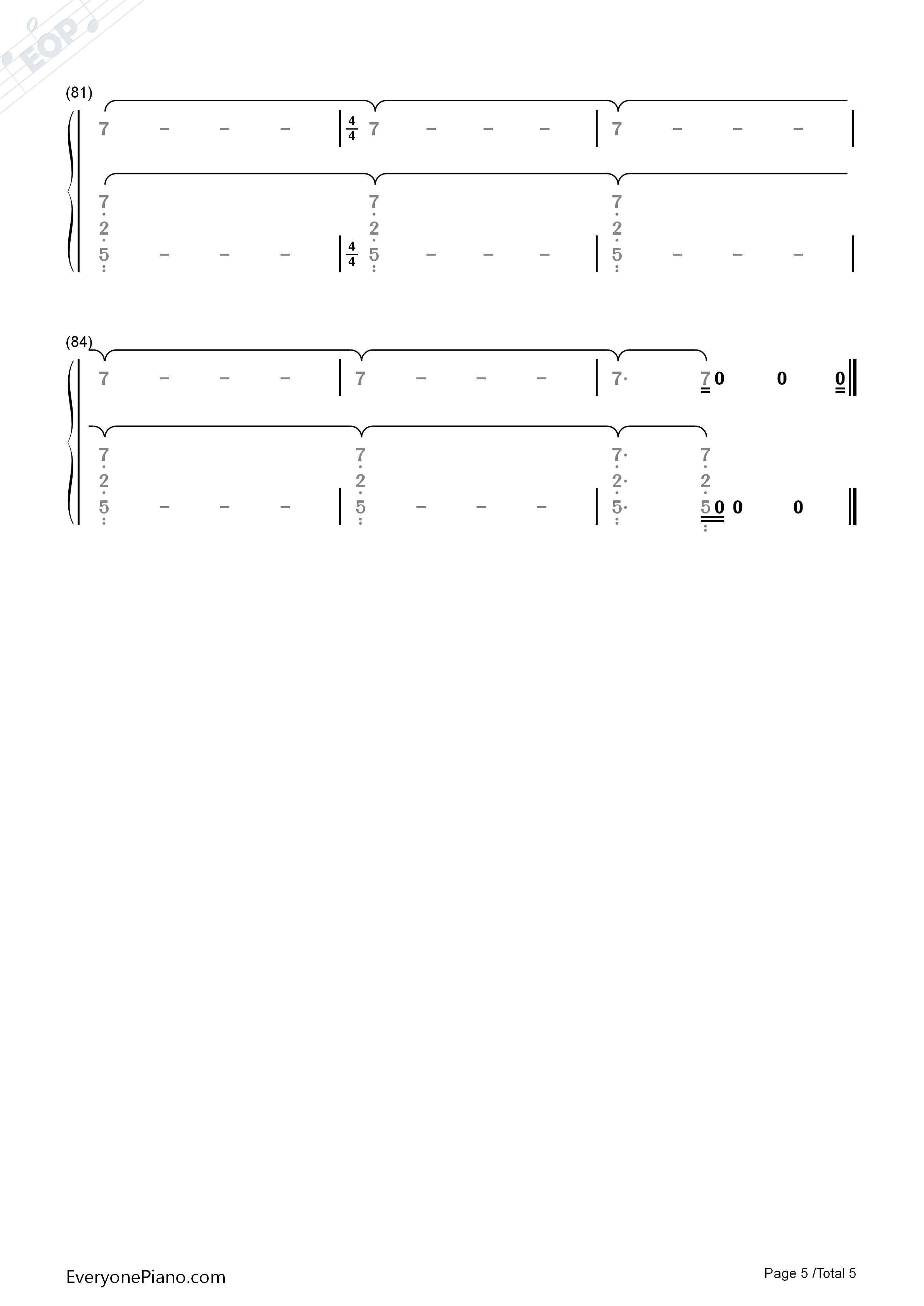 Nada钢琴简谱_Shakira演唱