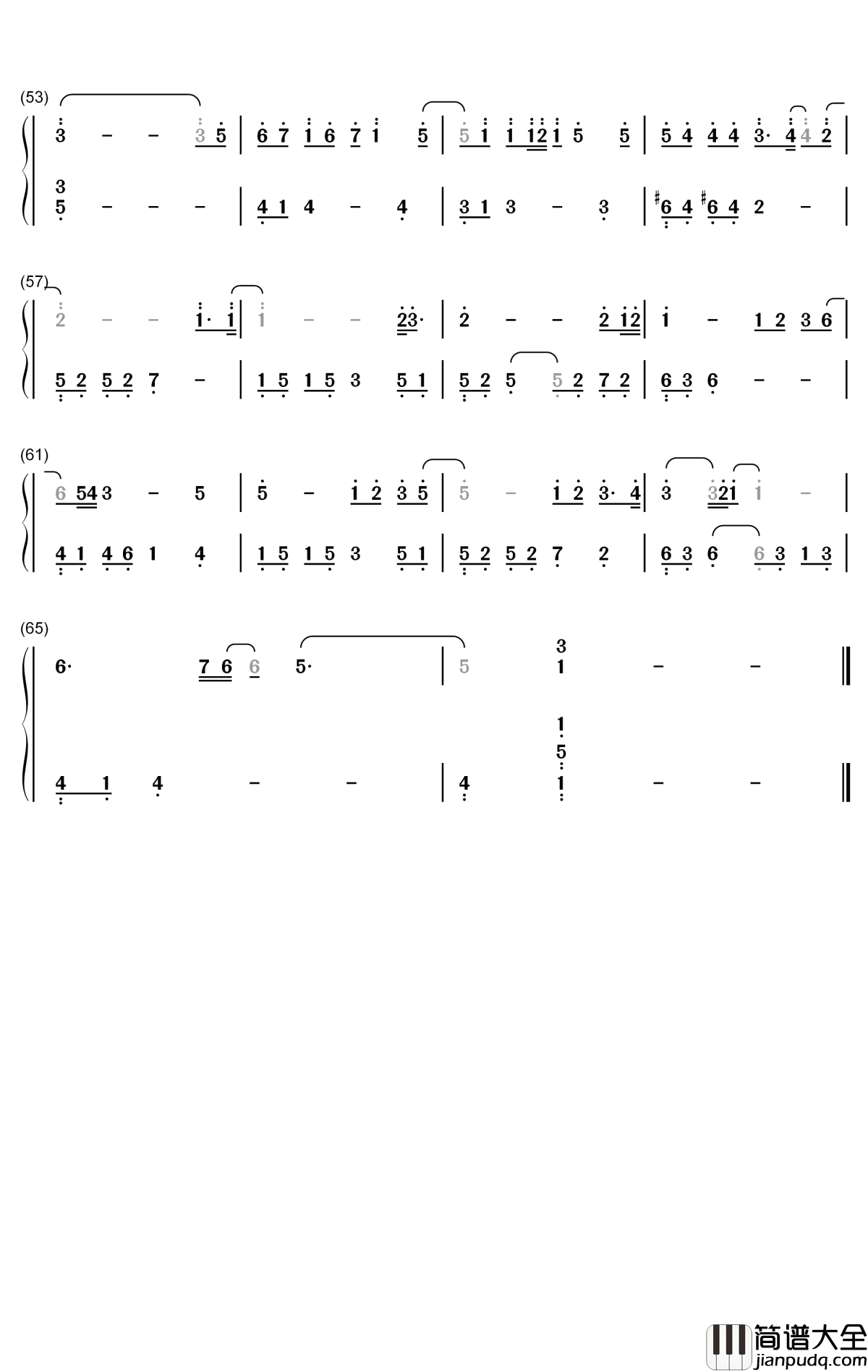 心光钢琴简谱_数字双手_胡夏