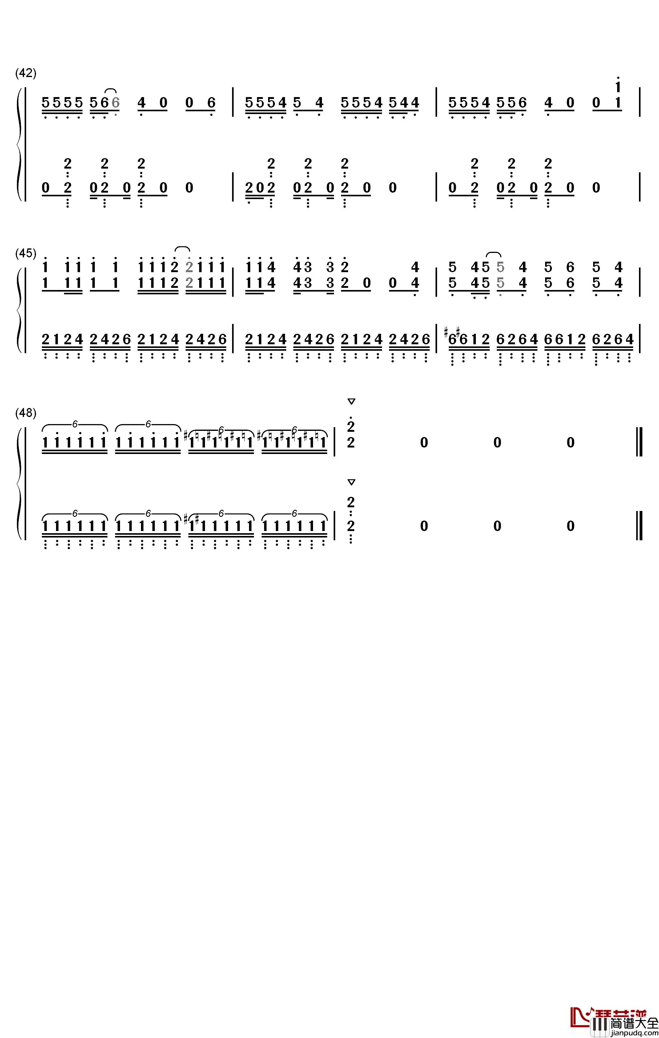 Q钢琴简谱_数字双手_Who_ya_Extended