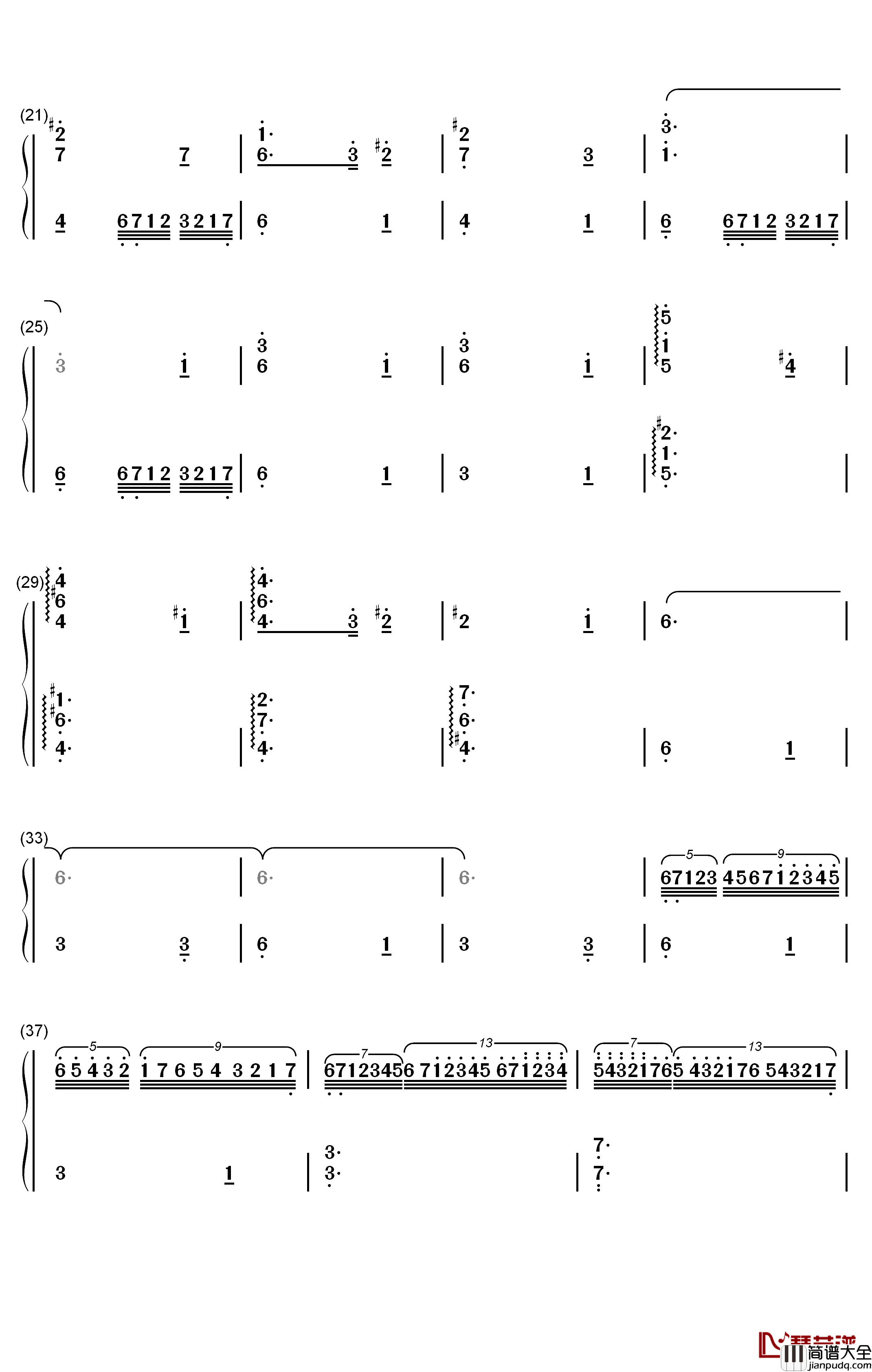 Hedwigs_Theme完整版钢琴简谱_数字双手_John_Williams