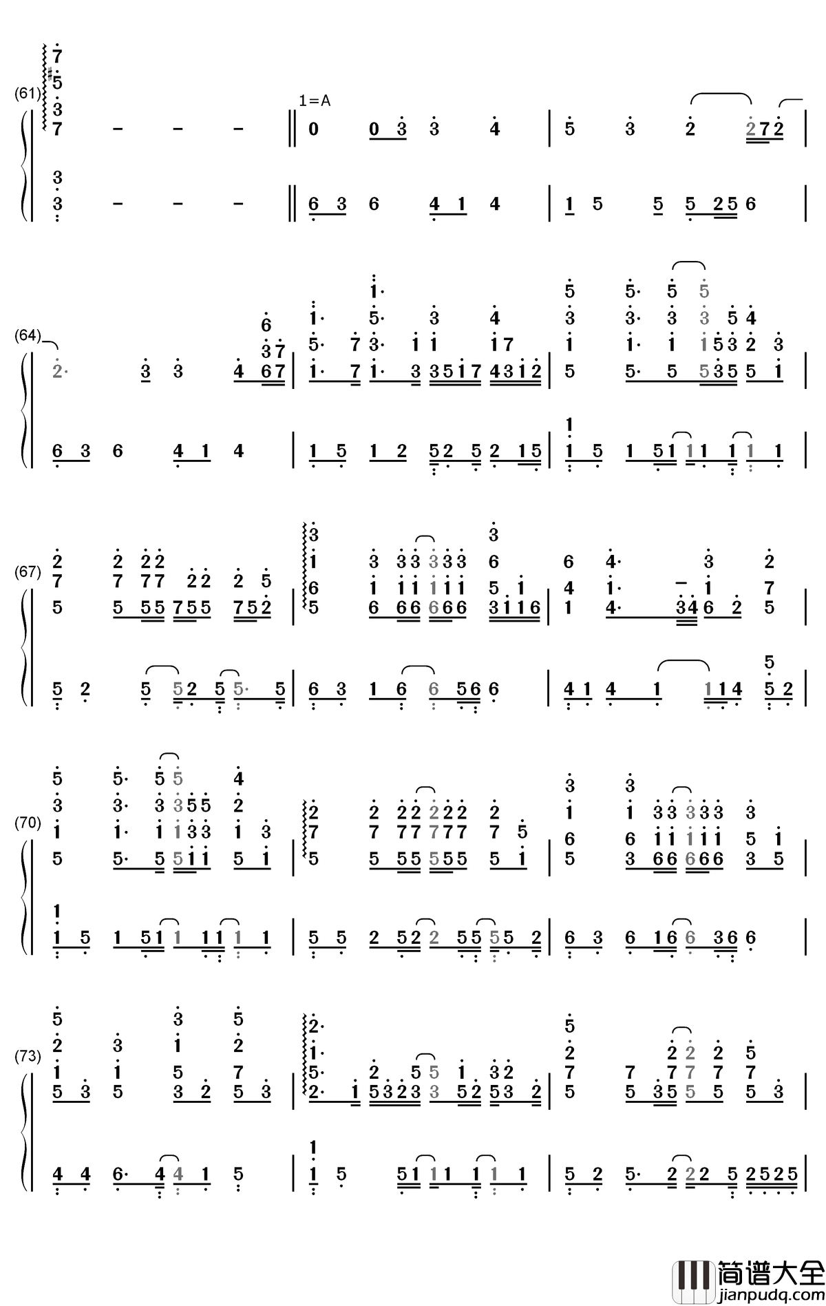 骂醒我钢琴简谱_数字双手_周汤豪