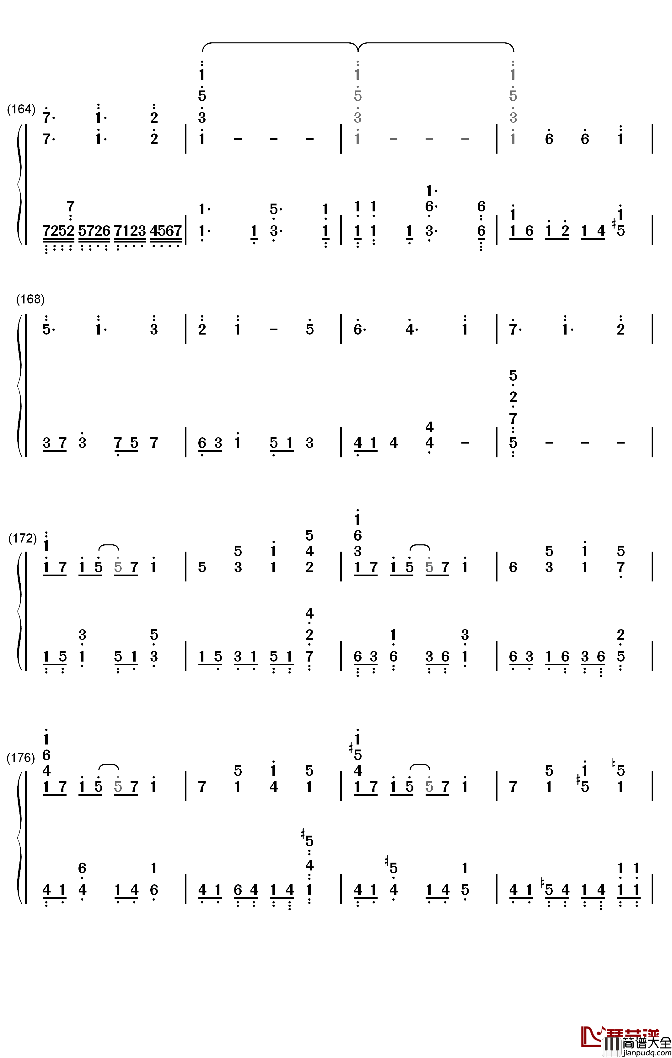 しわ钢琴简谱_数字双手_GUMI