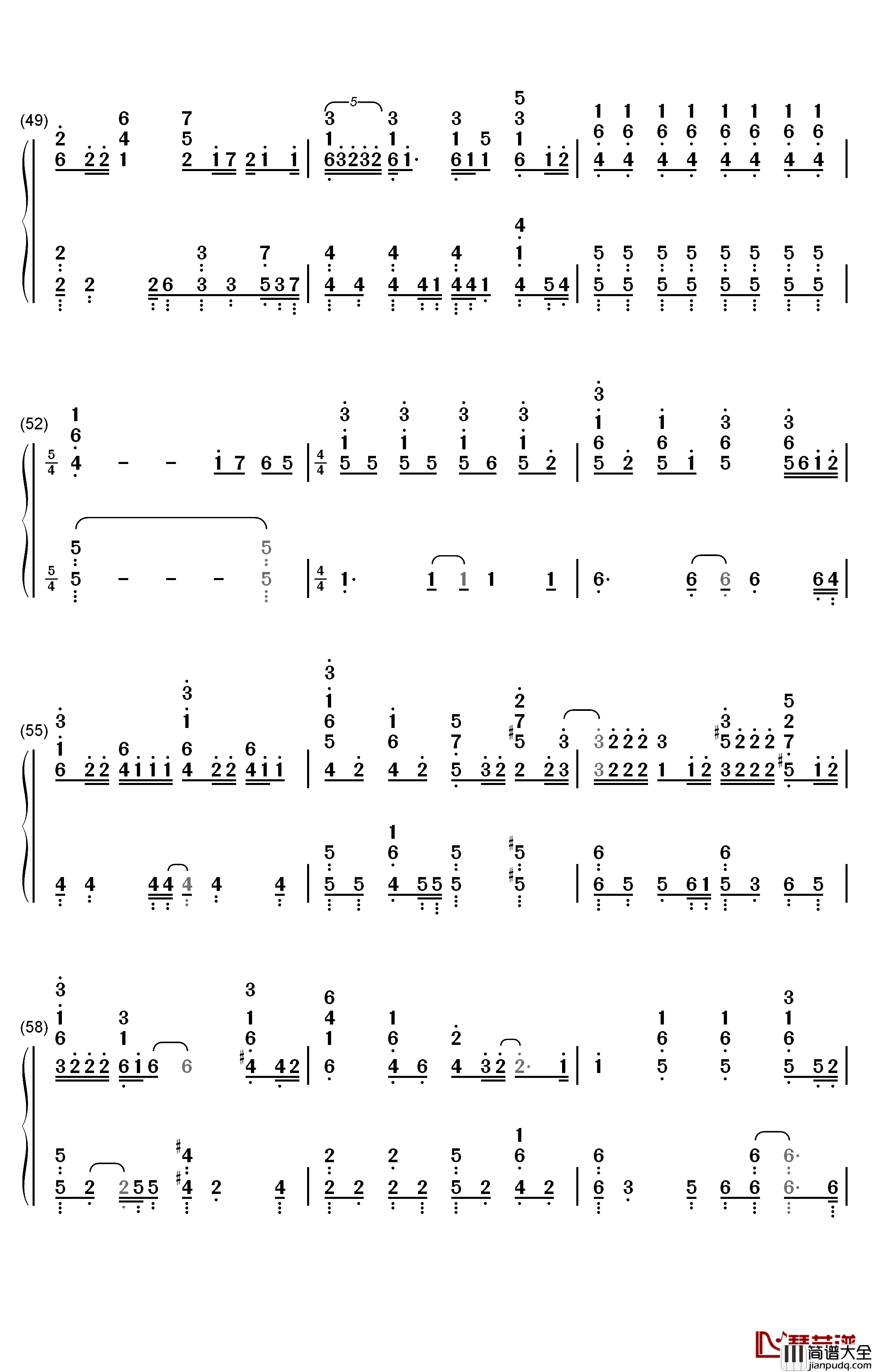 I_LUV_U钢琴简谱_数字双手_刘宪华