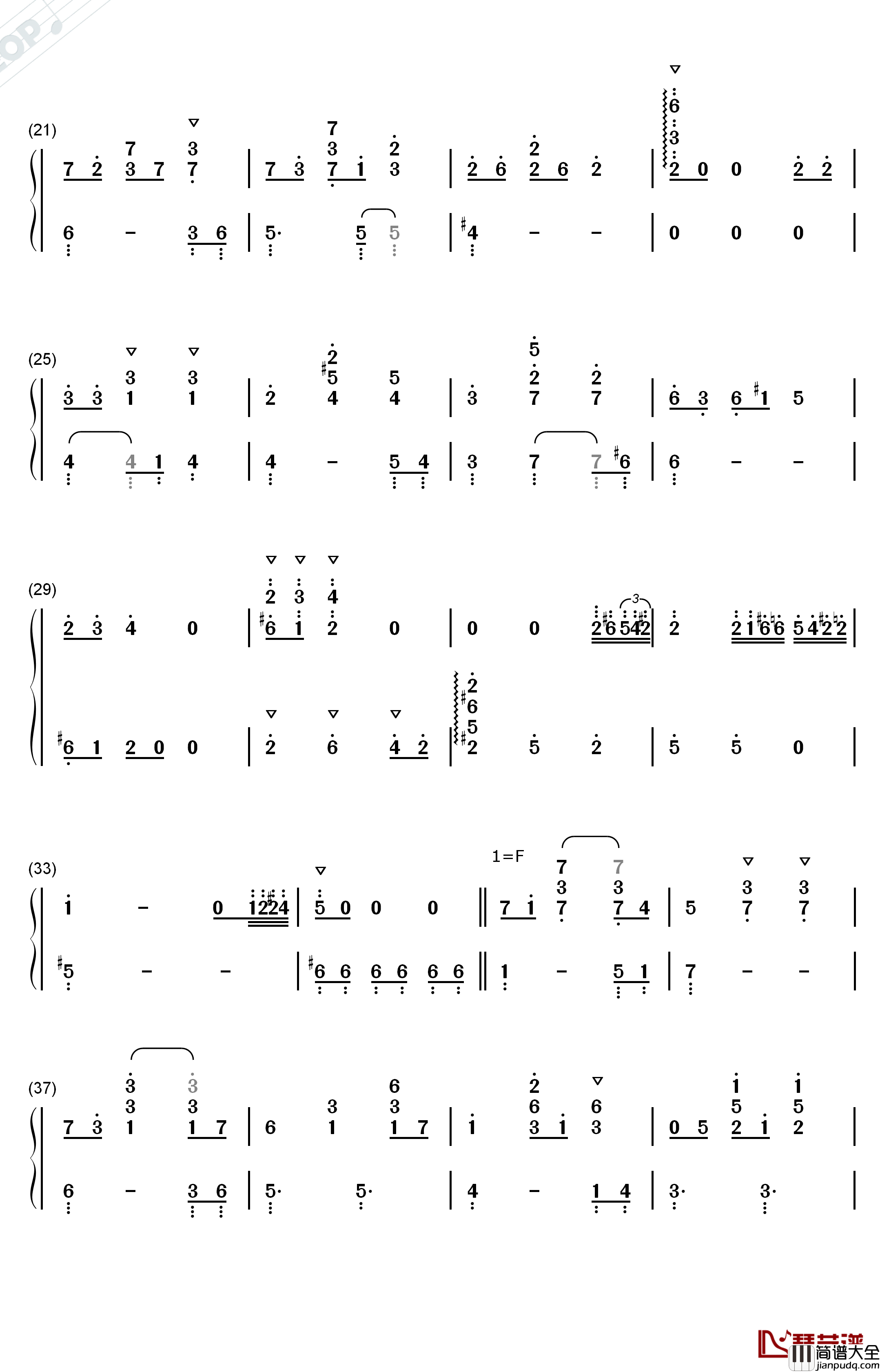 空と風と恋のワルツ钢琴简谱_数字双手_津田美波