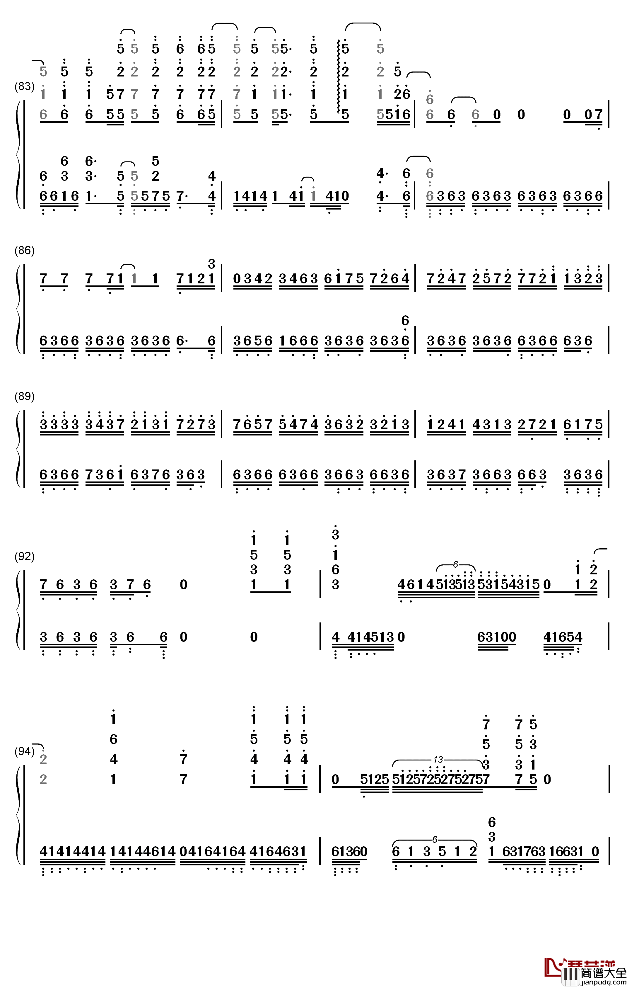 World_End钢琴简谱_数字双手_FLOW