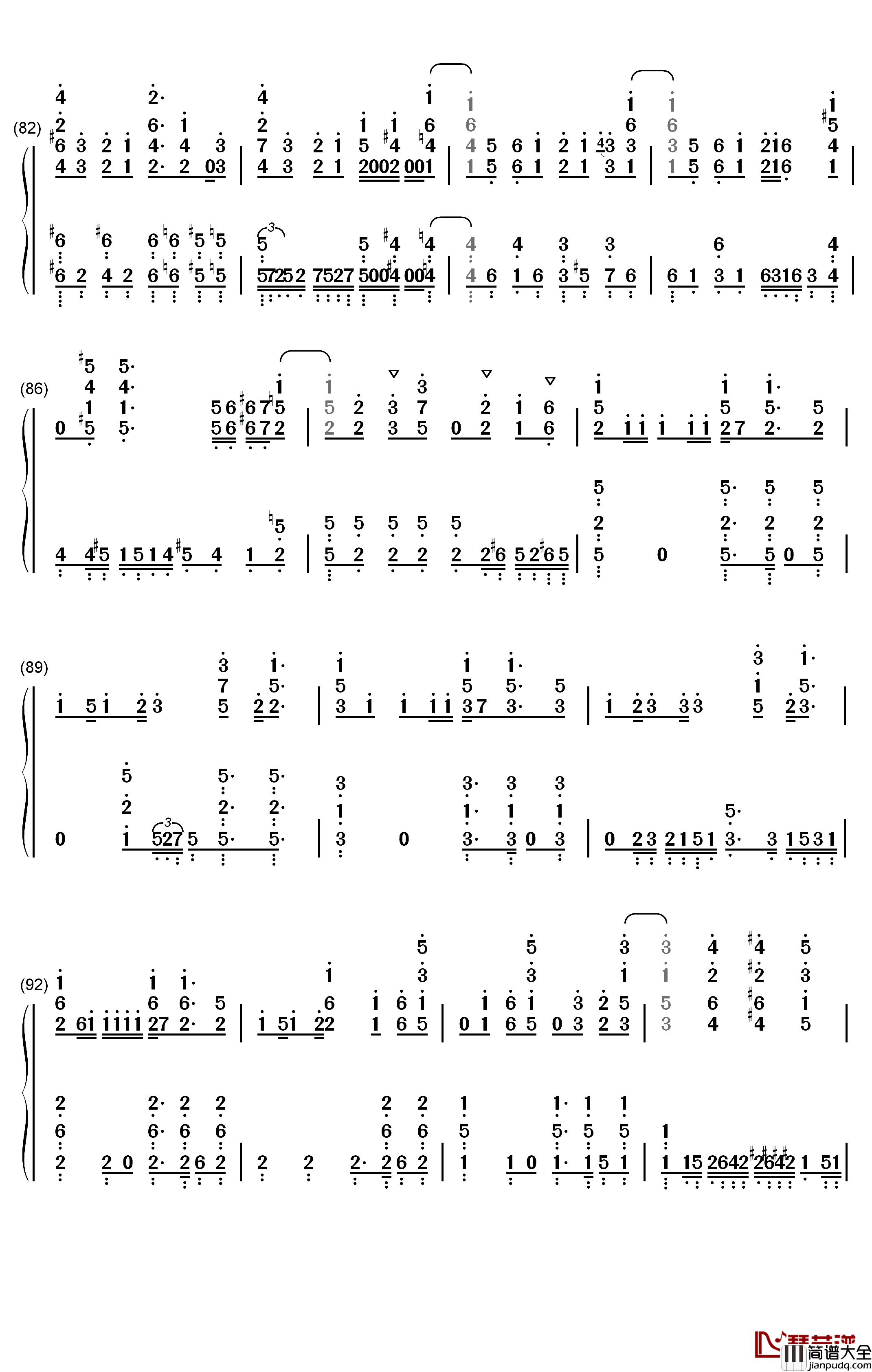 パパパ钢琴简谱_数字双手_齐藤朱夏