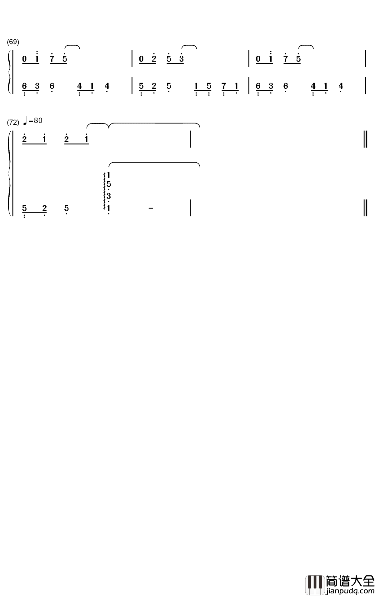 圈住你钢琴简谱_数字双手_一口甜