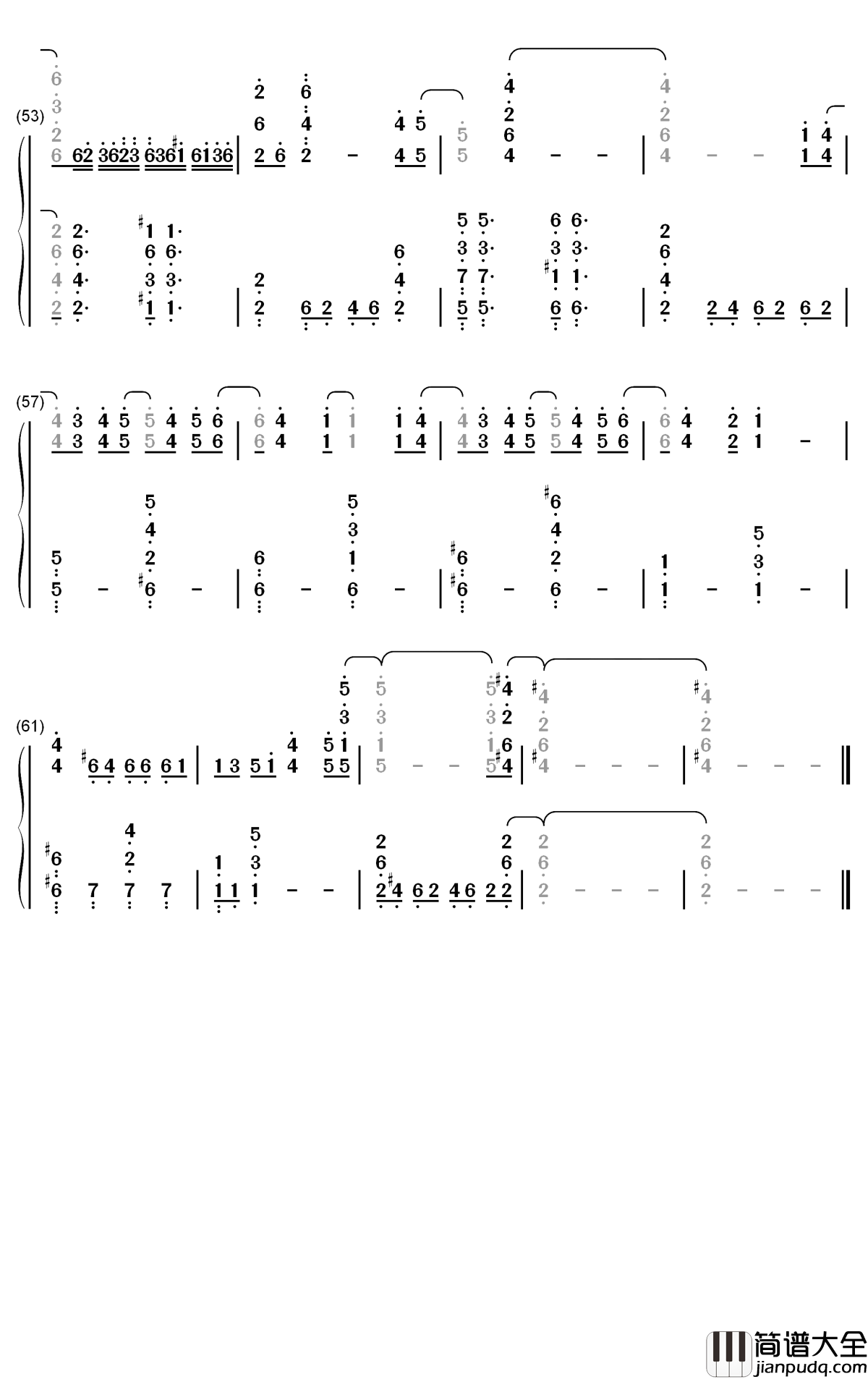 V.I.P钢琴简谱_数字双手_SID