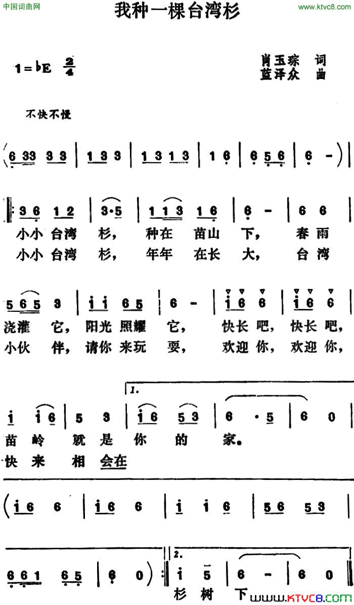 我种一棵台湾杉简谱