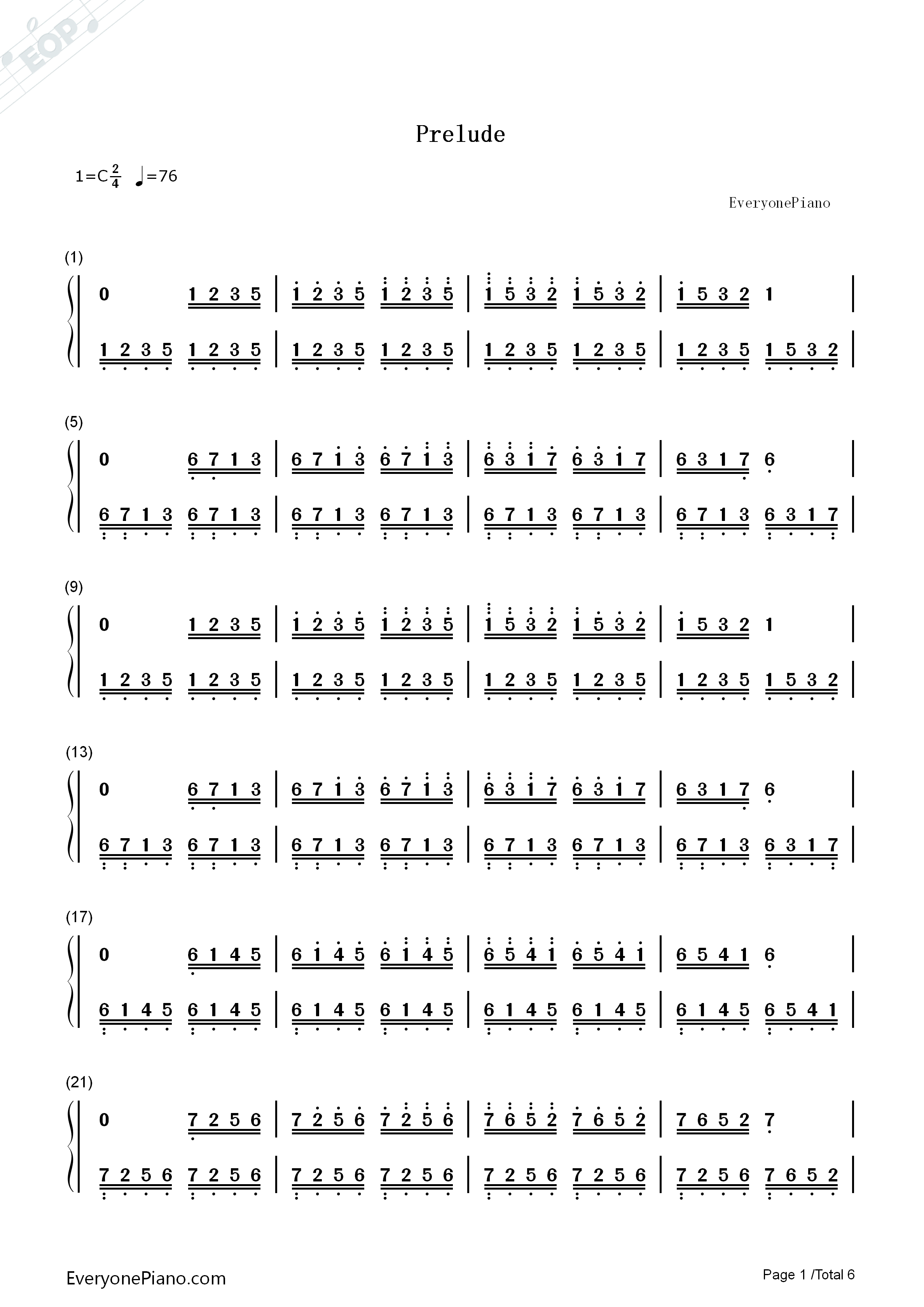 Prelude钢琴简谱_植松伸夫演唱