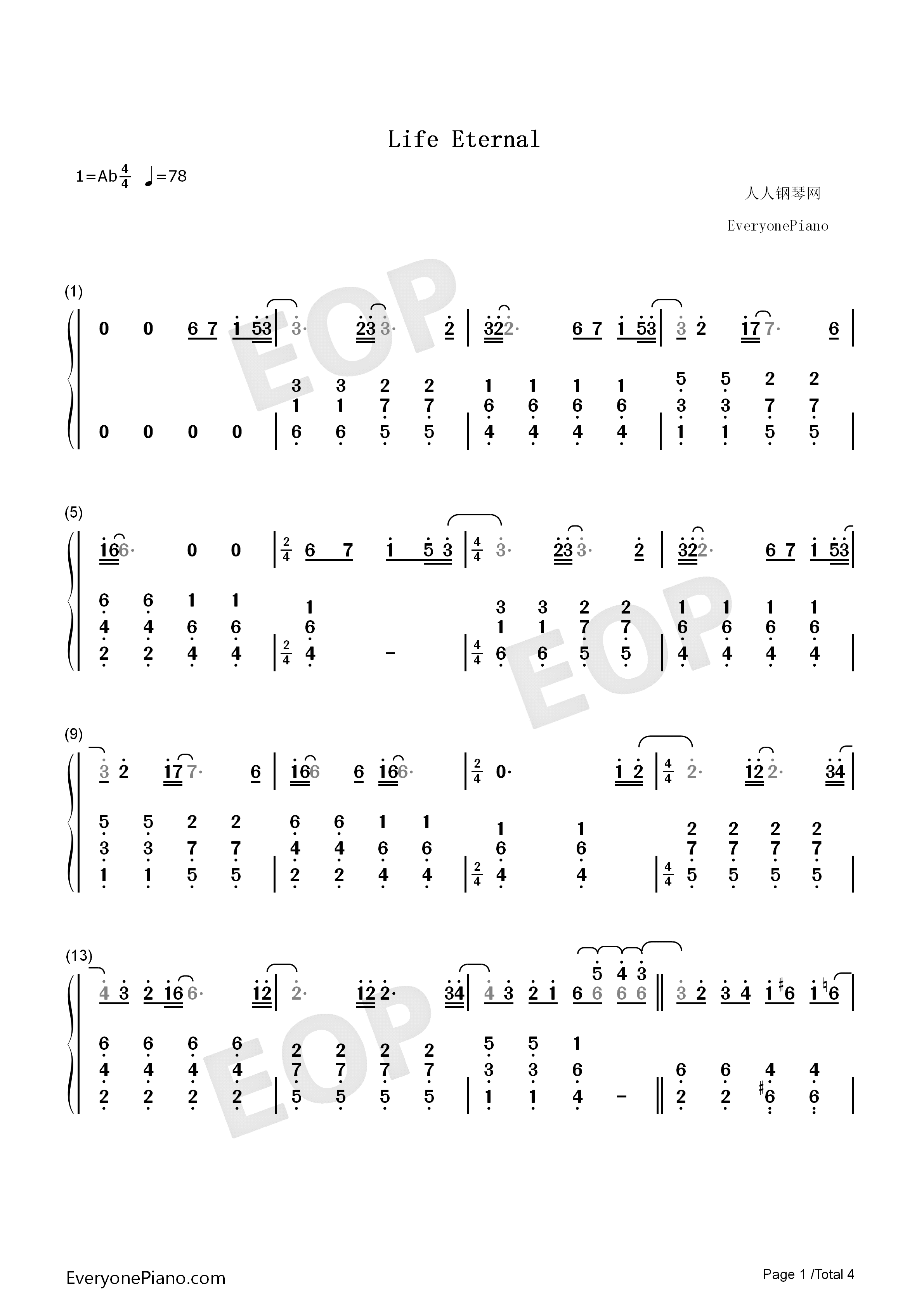 Life_Eternal钢琴简谱_Ghost演唱