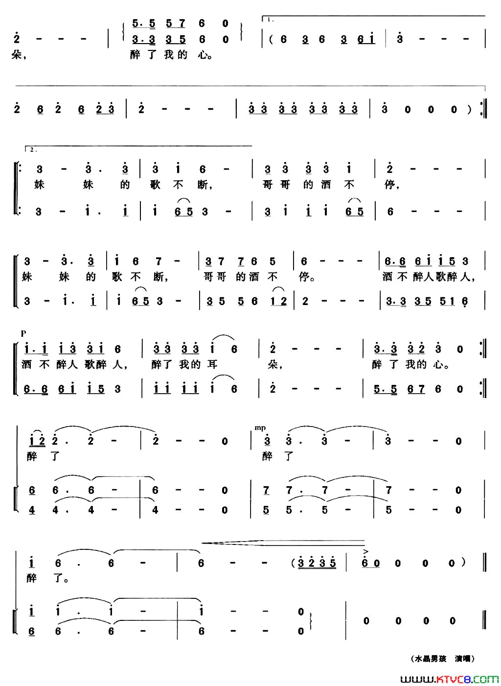 酒歌唐正柱词唐力曲酒歌唐正柱词_唐力曲简谱