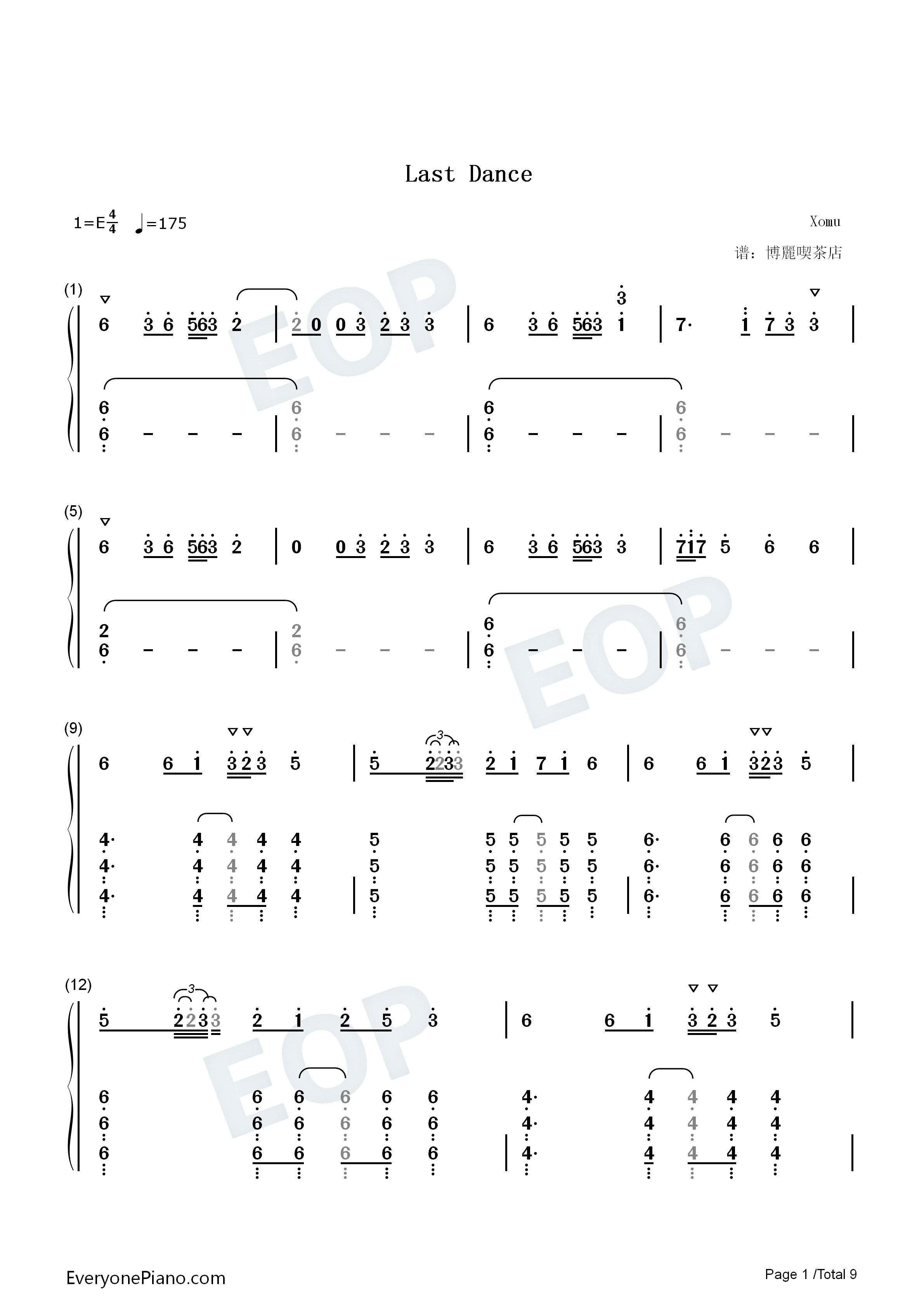 Last_Dance钢琴简谱_Xomu演唱