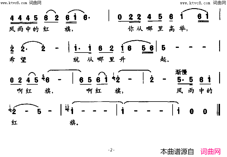 风雨中的红旗简谱_孙颖演唱_李建昌曲谱