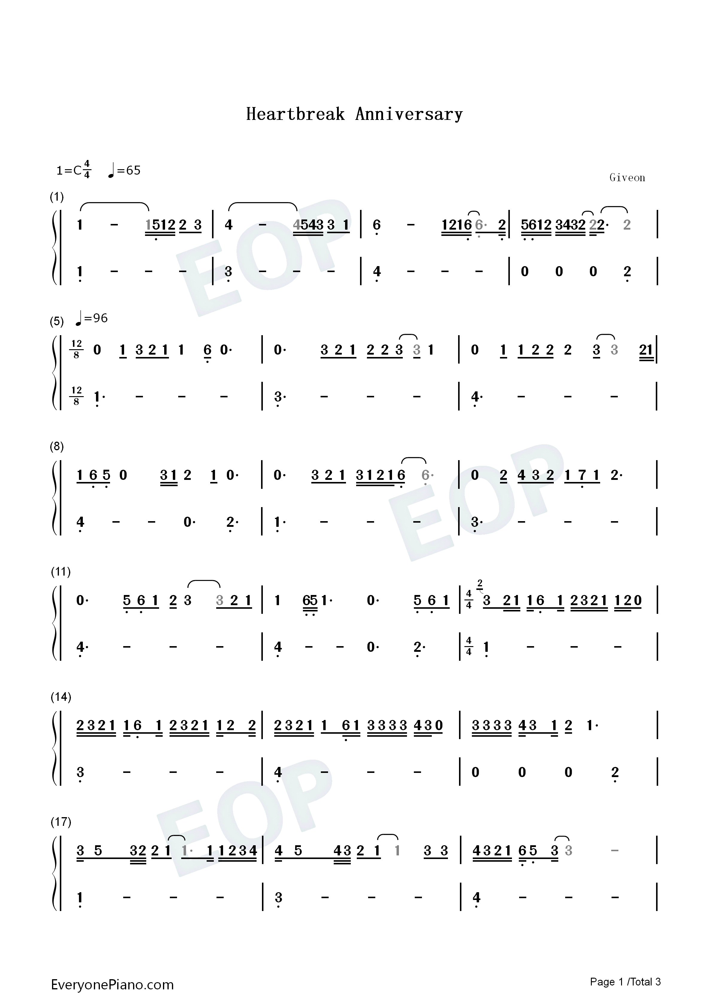 Heartbreak_Anniversary钢琴简谱_Giveon演唱