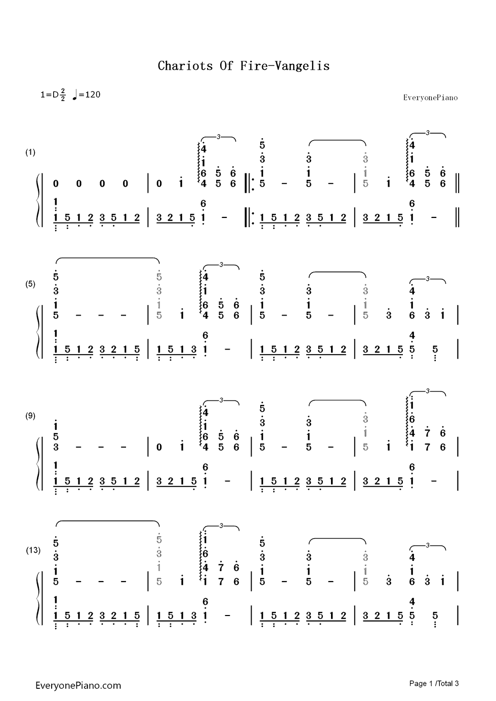 Chariots_of_Fire钢琴简谱_Vangelis演唱