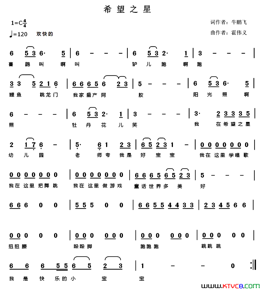 希望之星牛鹏飞词霍伟义曲希望之星牛鹏飞词_霍伟义曲简谱