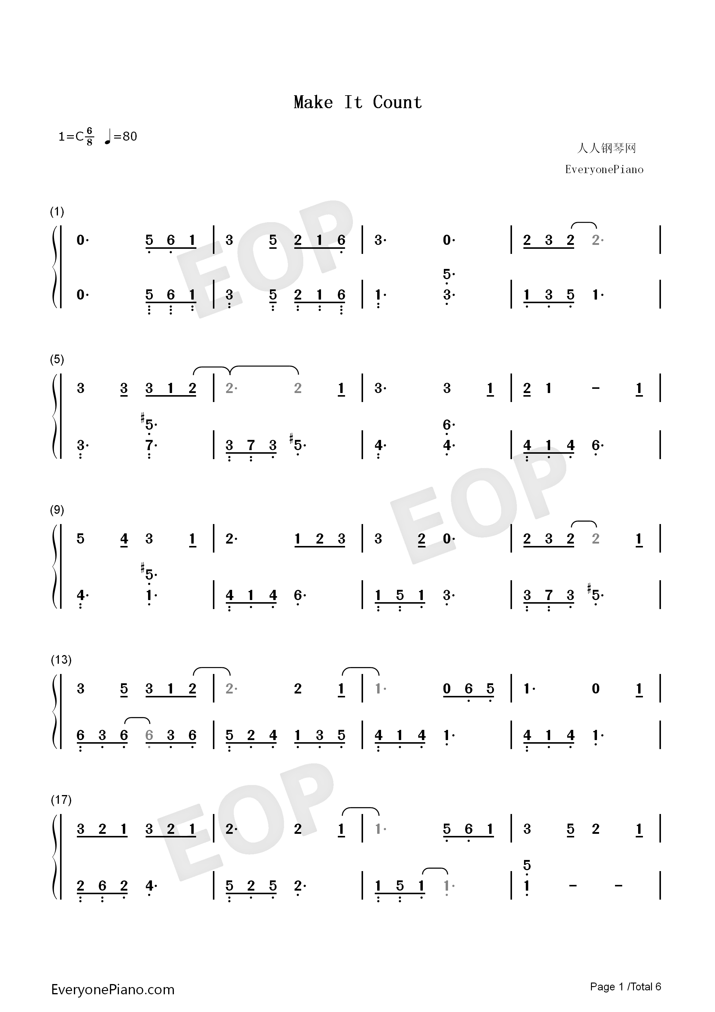 Make_It_Count钢琴简谱_Chen演唱