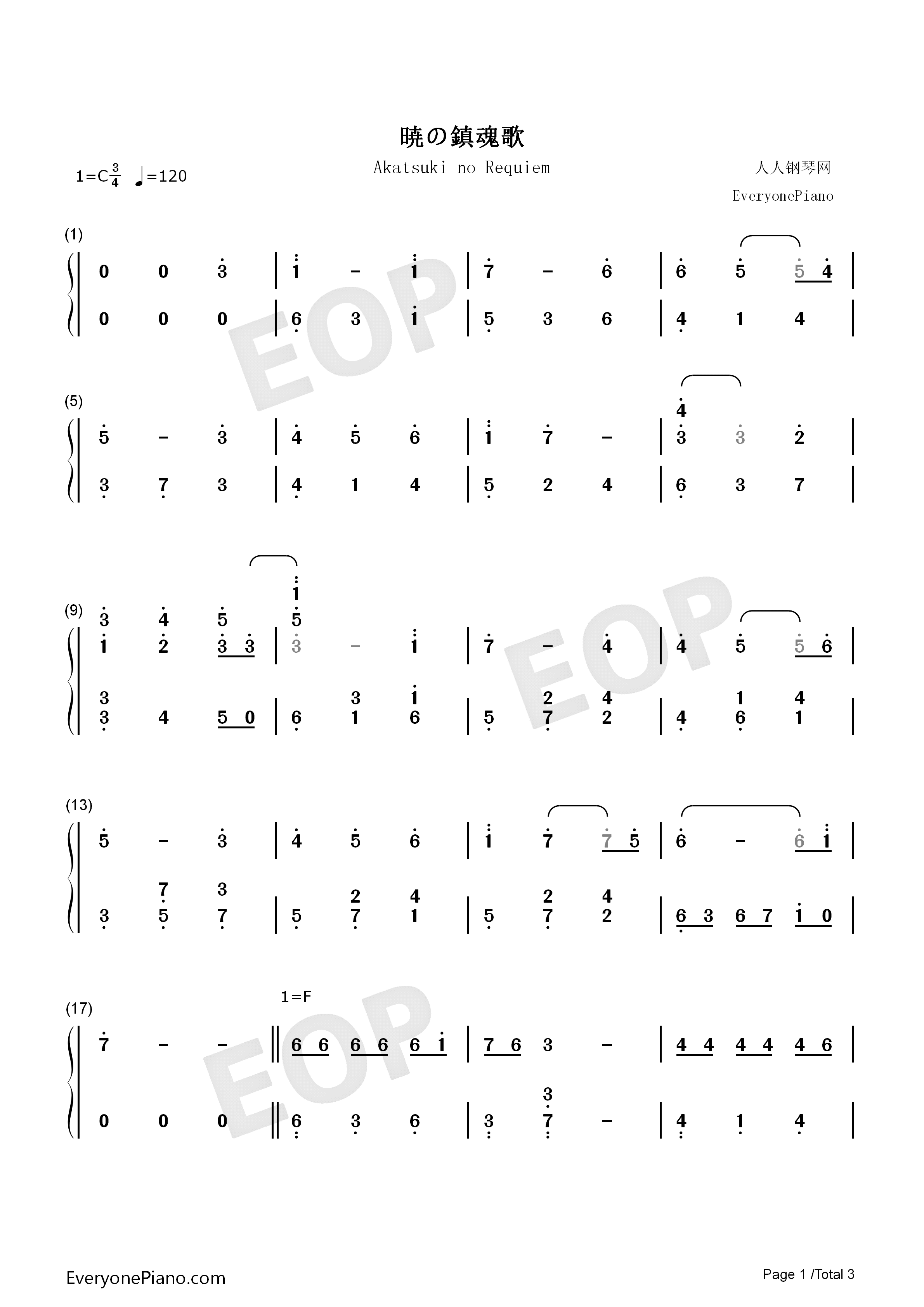 暁の鎮魂歌钢琴简谱_Linked_Horizon演唱